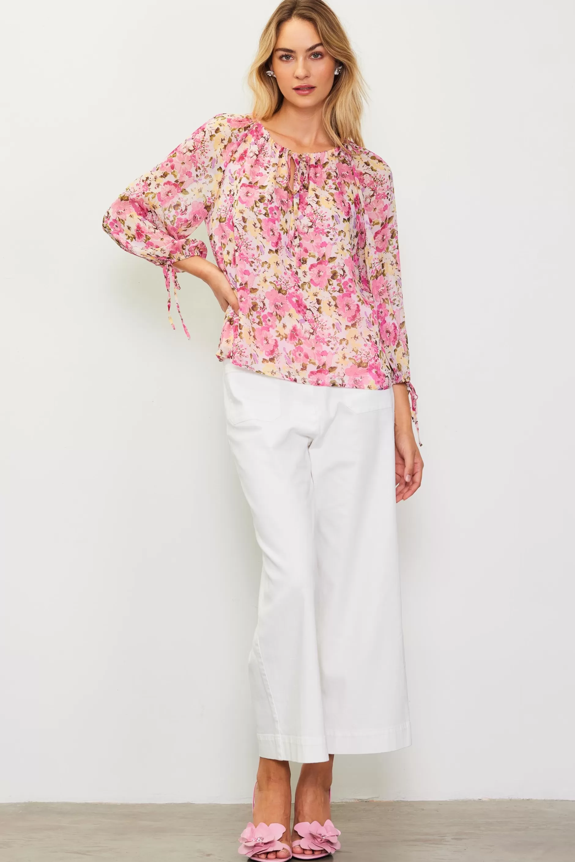 SKIES ARE BLUE Alanna Floral Print Longsleeve Blouse