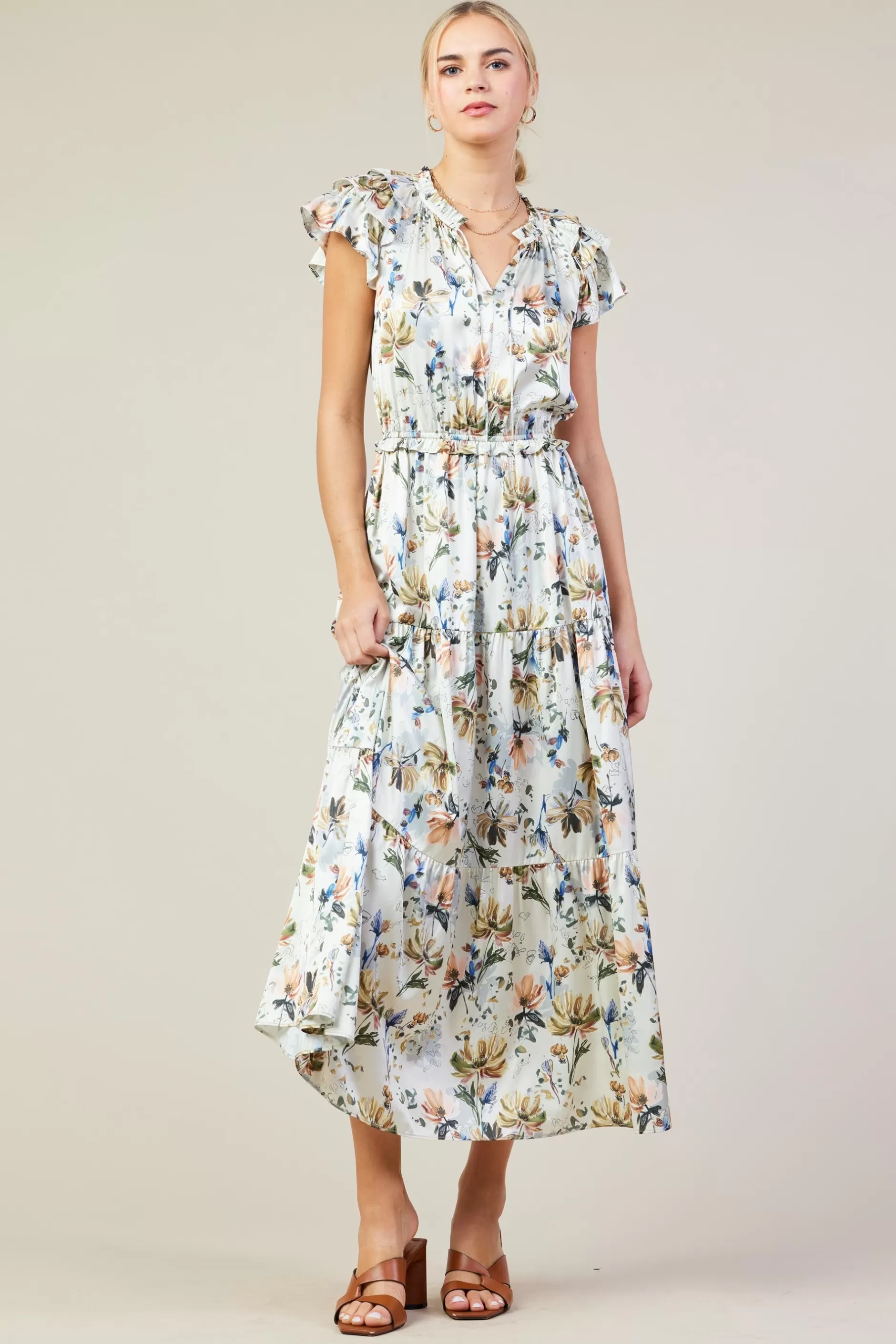 SKIES ARE BLUE Amani Floral Print Sleeveless Maxi Dress