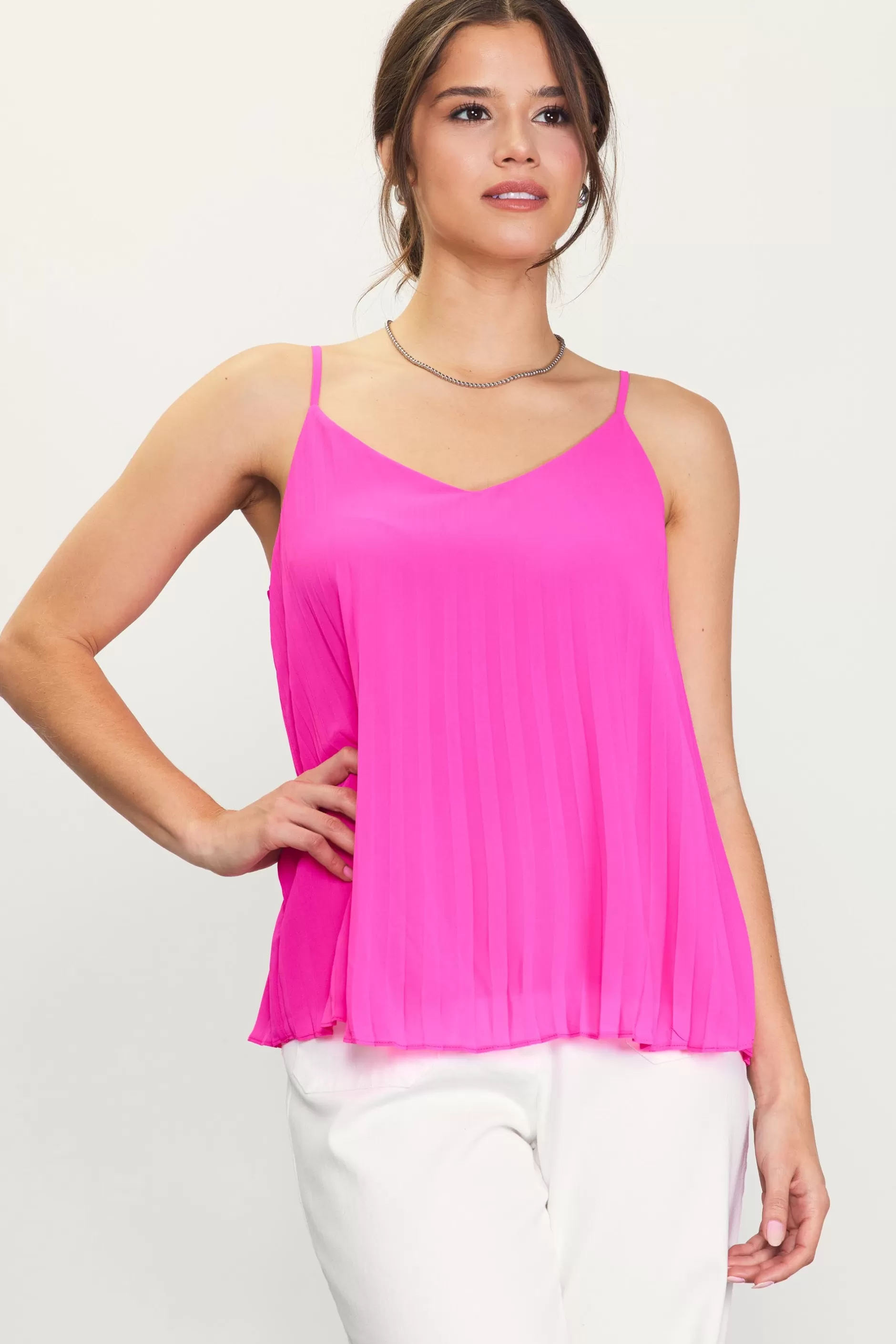 SKIES ARE BLUE Back Strap Detail Pleated Cami