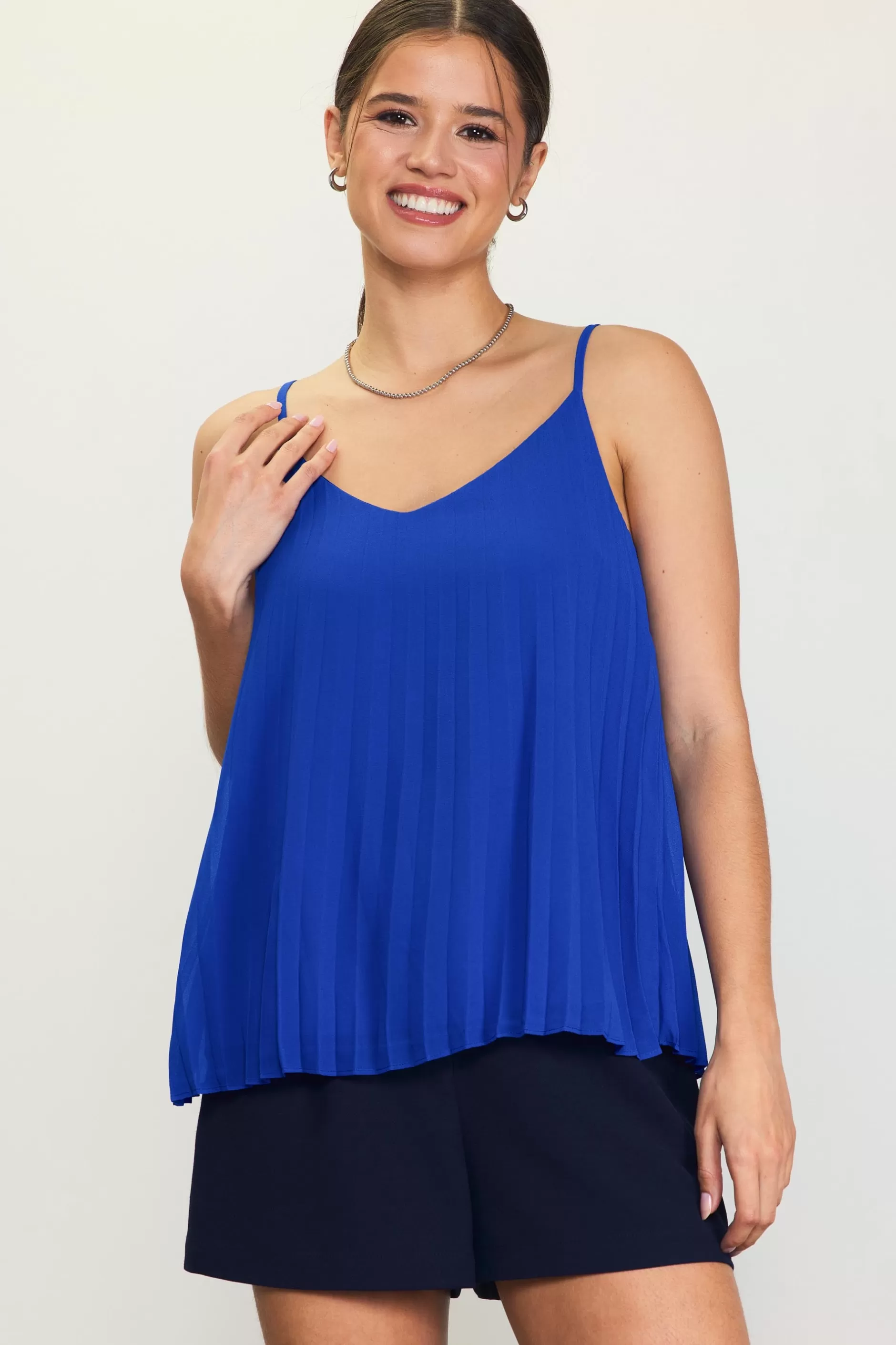 SKIES ARE BLUE Back Strap Detail Pleated Cami