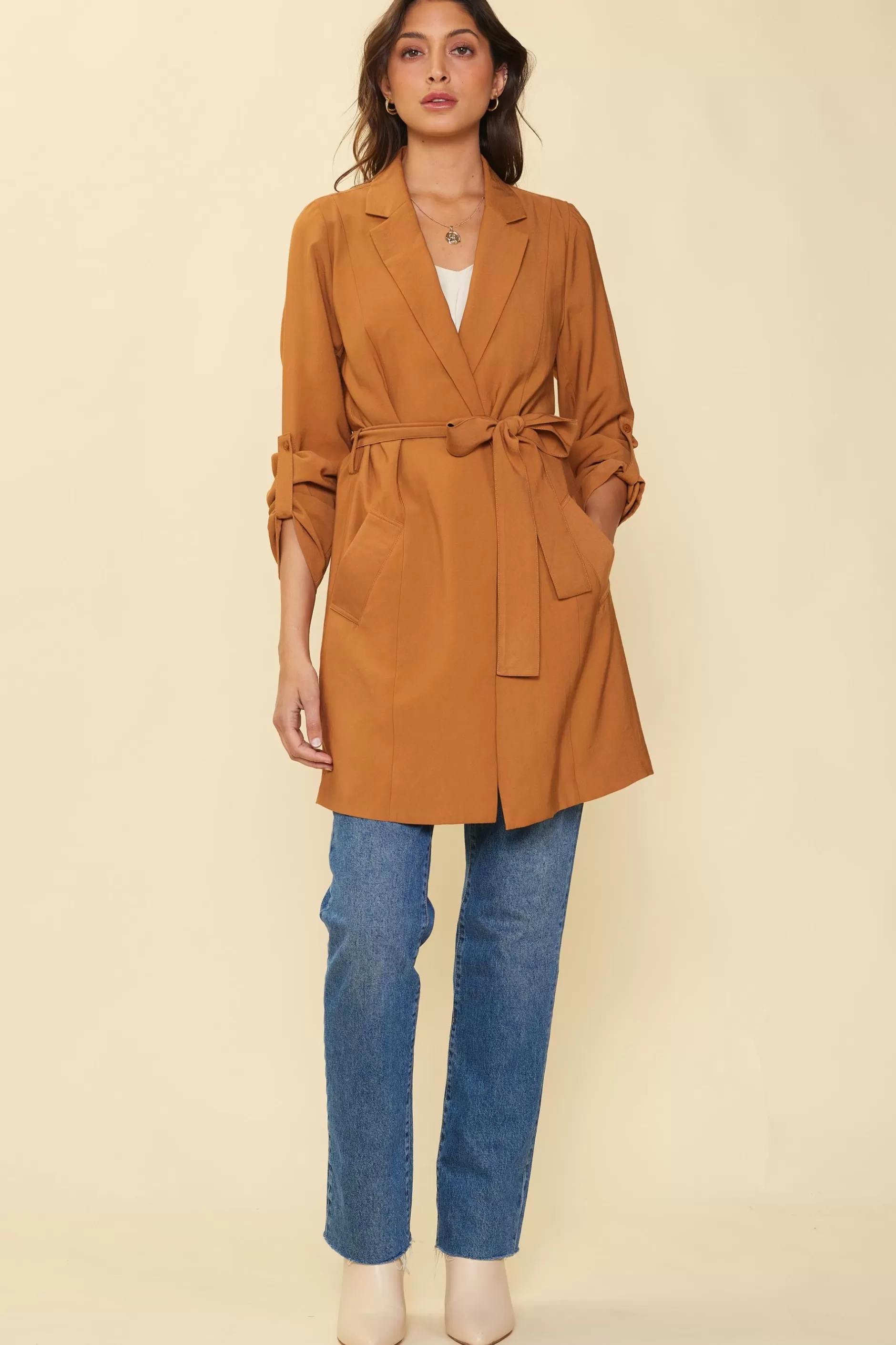 SKIES ARE BLUE Belted Trench Coat