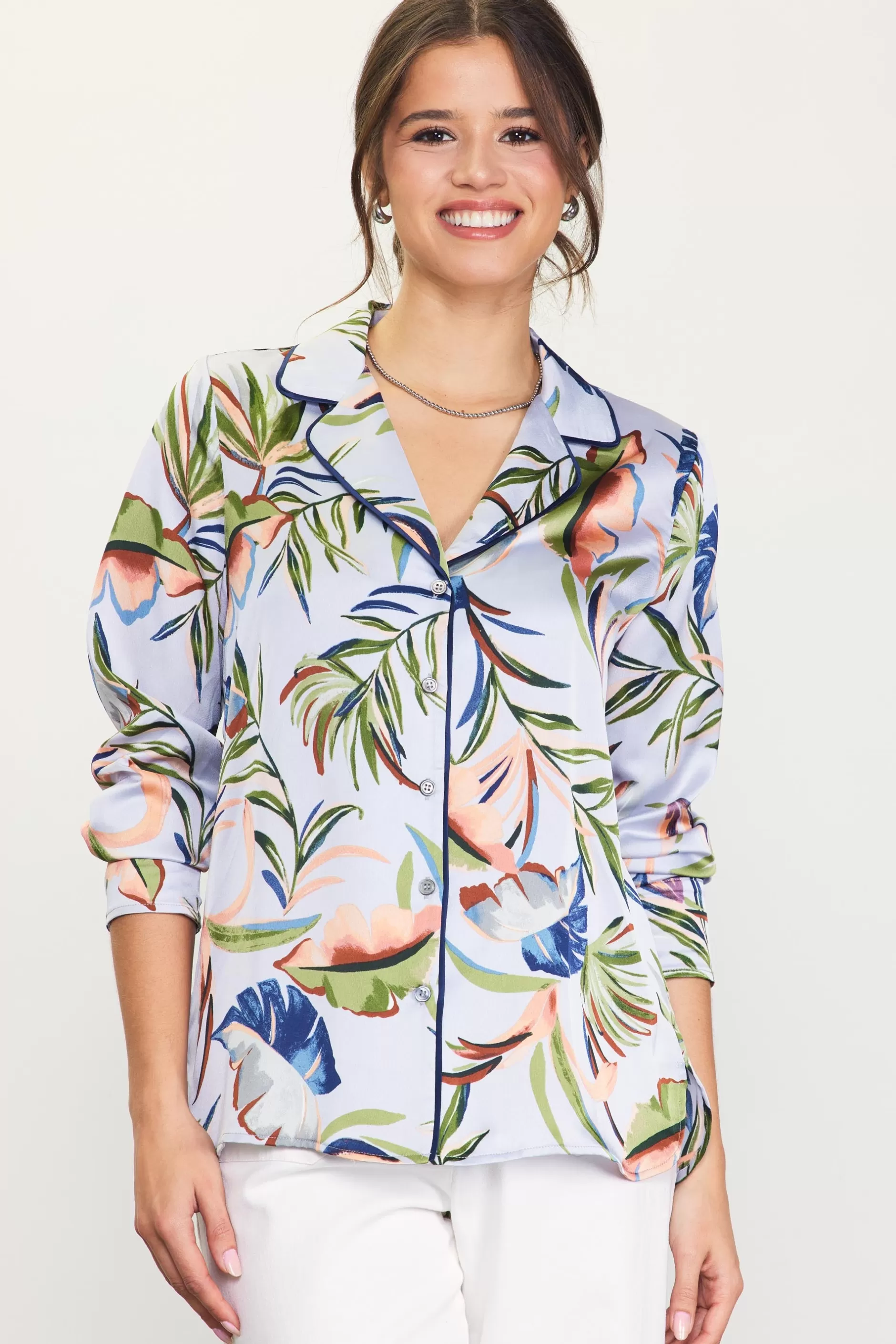 SKIES ARE BLUE Bianca Floral Print Longsleeve Blouse