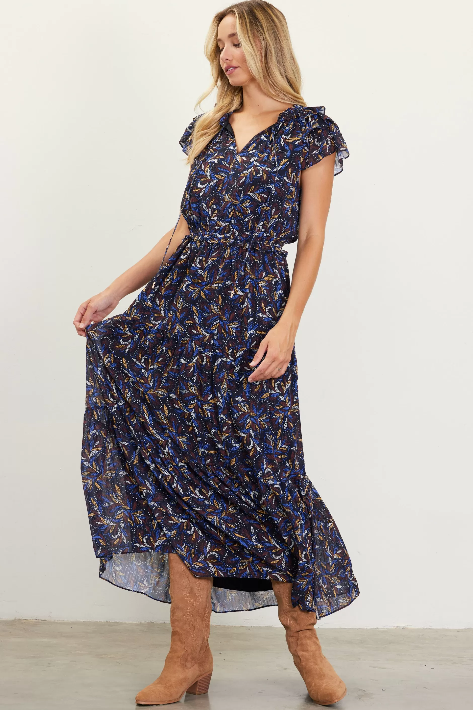 SKIES ARE BLUE Blake Print Tiered Maxi Dress