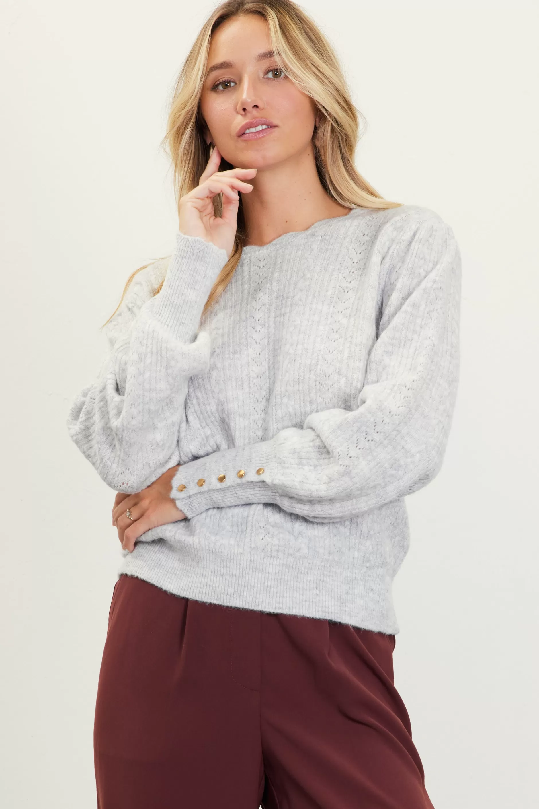 SKIES ARE BLUE Cable Knit Sweater