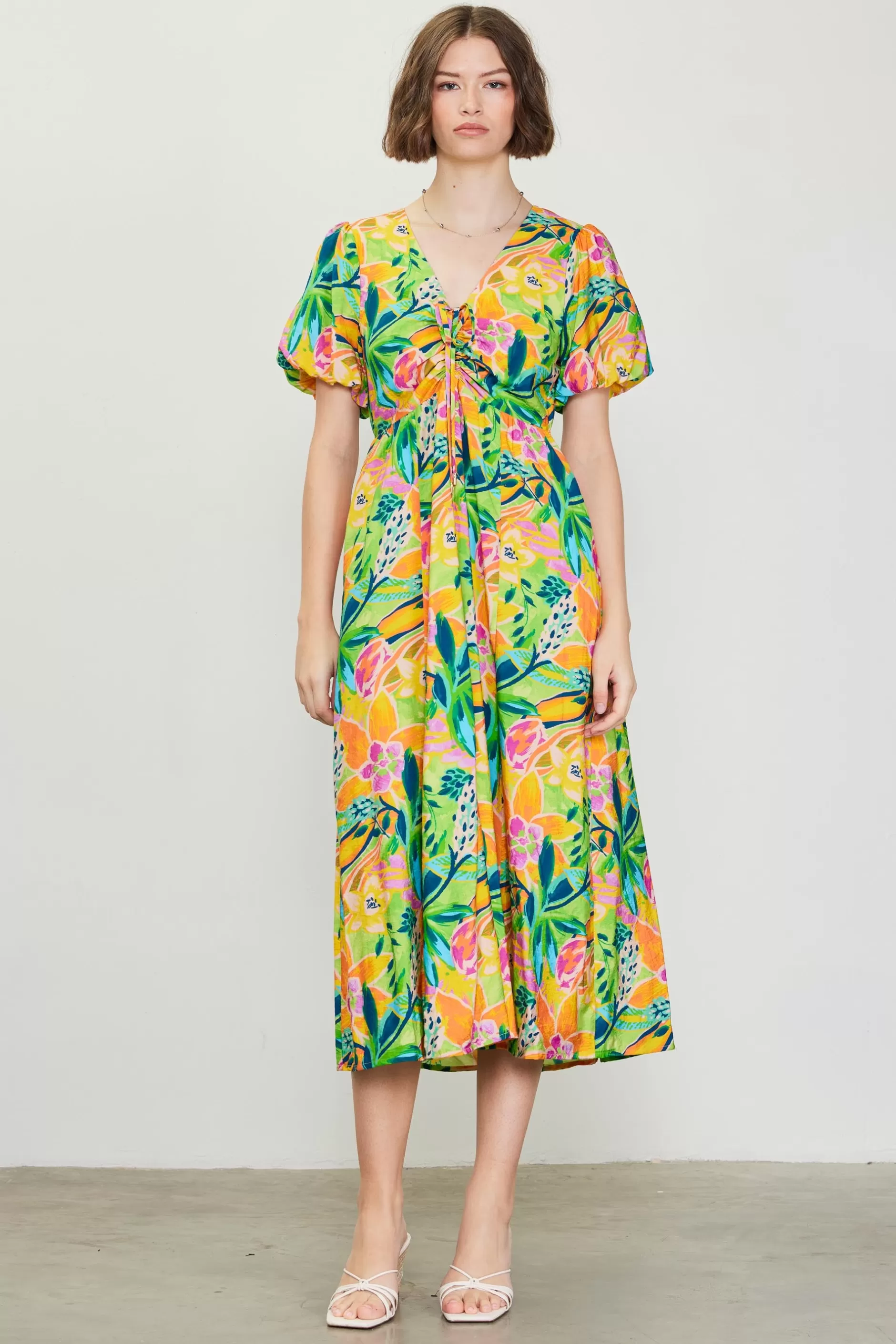 SKIES ARE BLUE Celine Floral Print Midi Dress