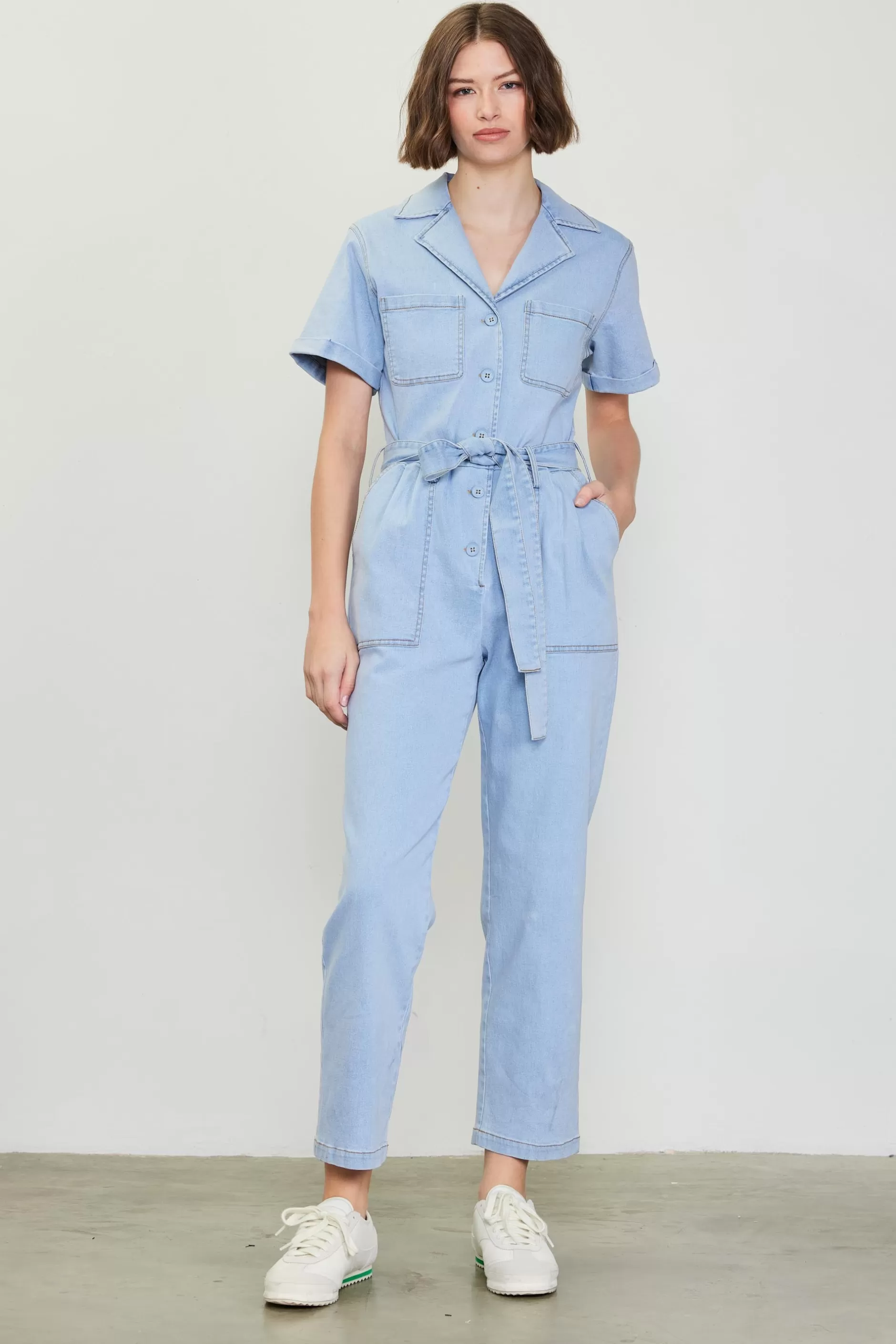 SKIES ARE BLUE Washed Utility Jumpsuit