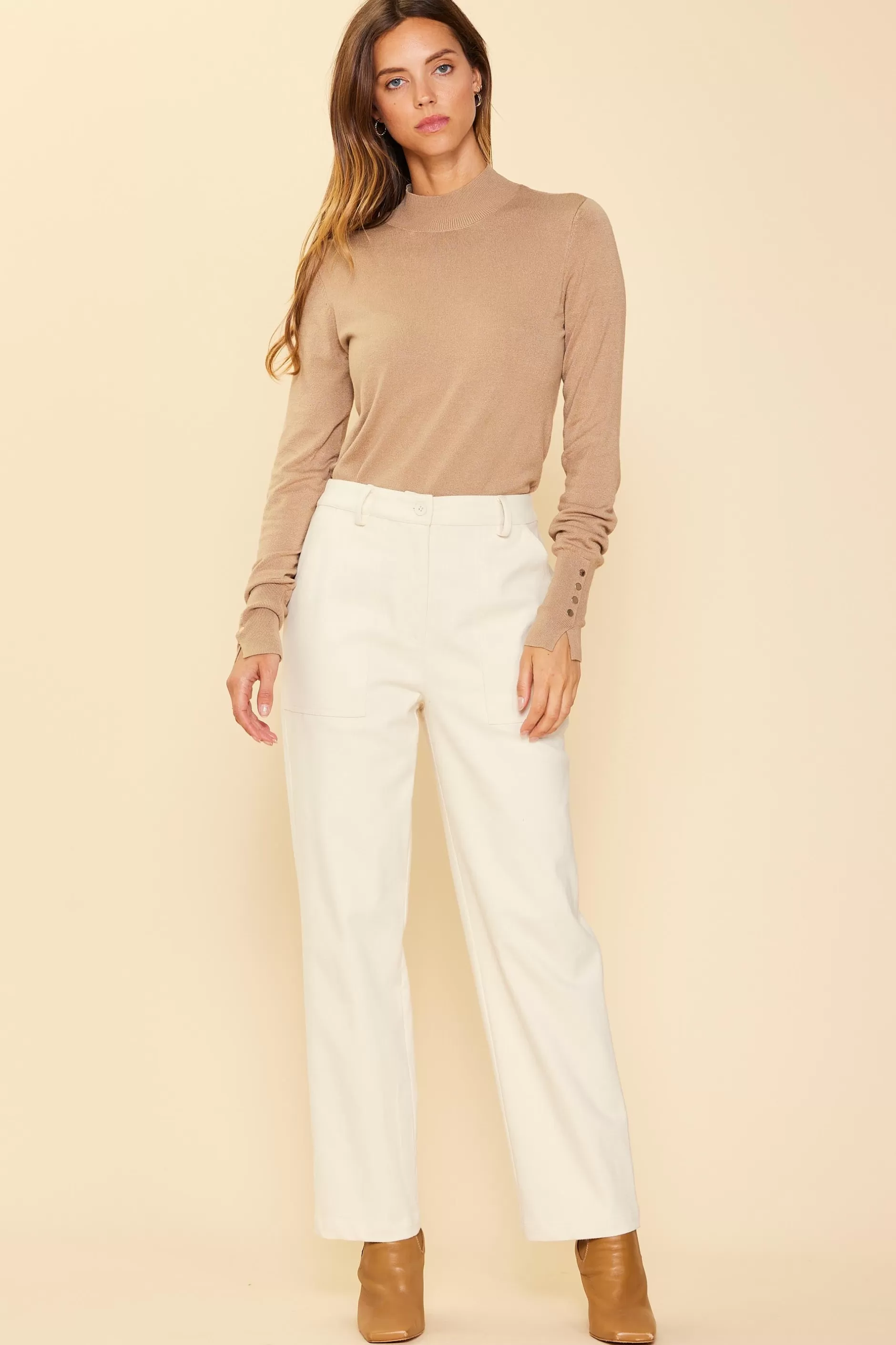 SKIES ARE BLUE Cotton Twill Belted Pants