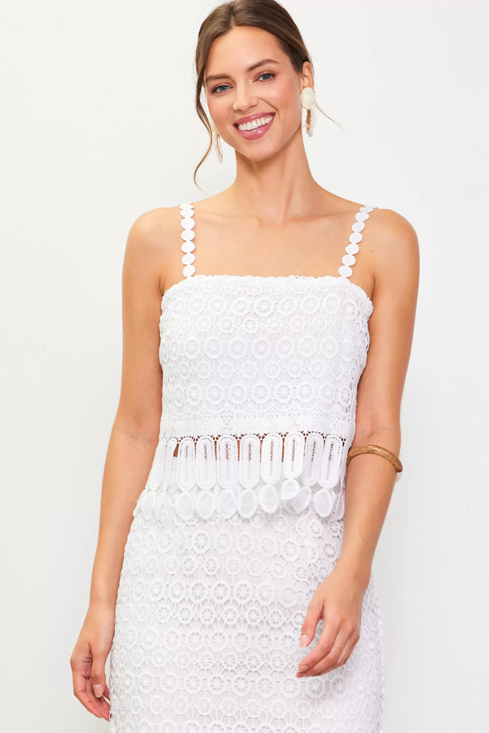 SKIES ARE BLUE Crochet Cami With Fringe Detail