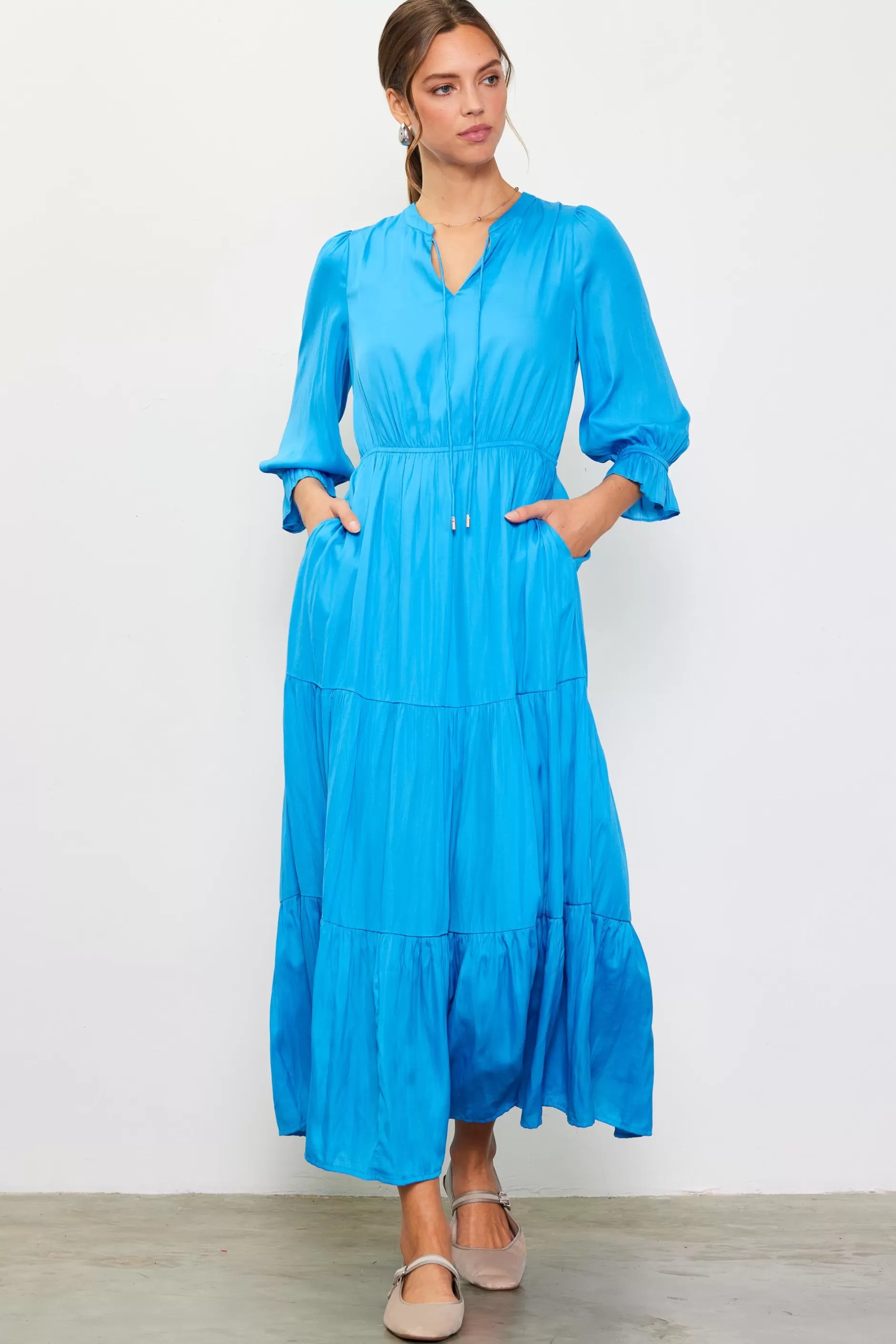 SKIES ARE BLUE Emery Ruffle Tiered Maxi Dress