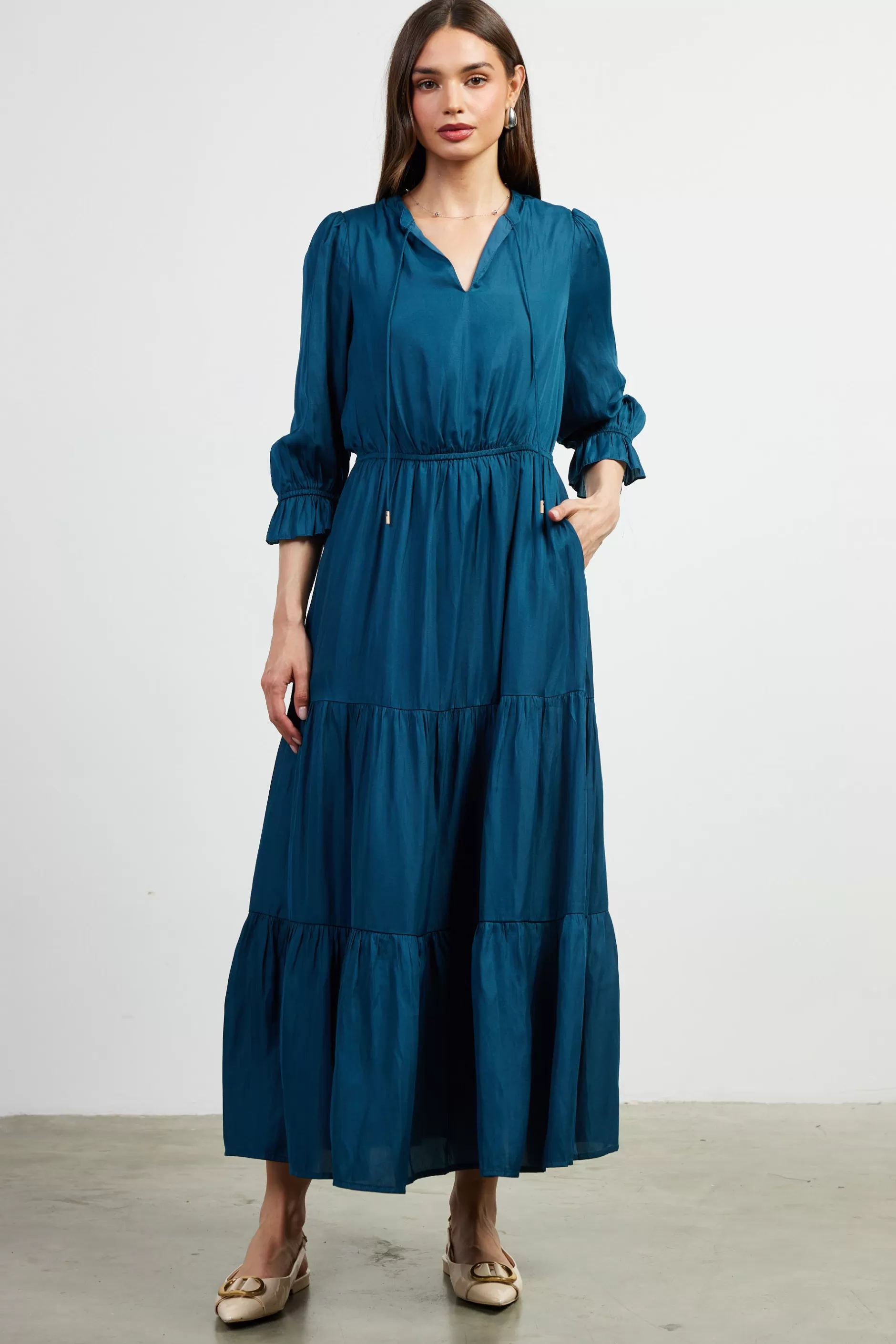 SKIES ARE BLUE Emery Ruffle Tiered Maxi Dress