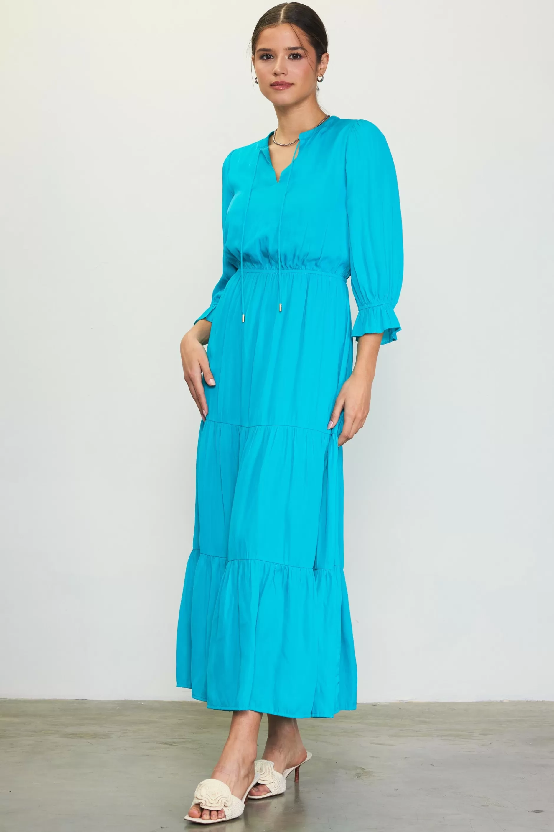 SKIES ARE BLUE Emery Ruffle Tiered Maxi Dress