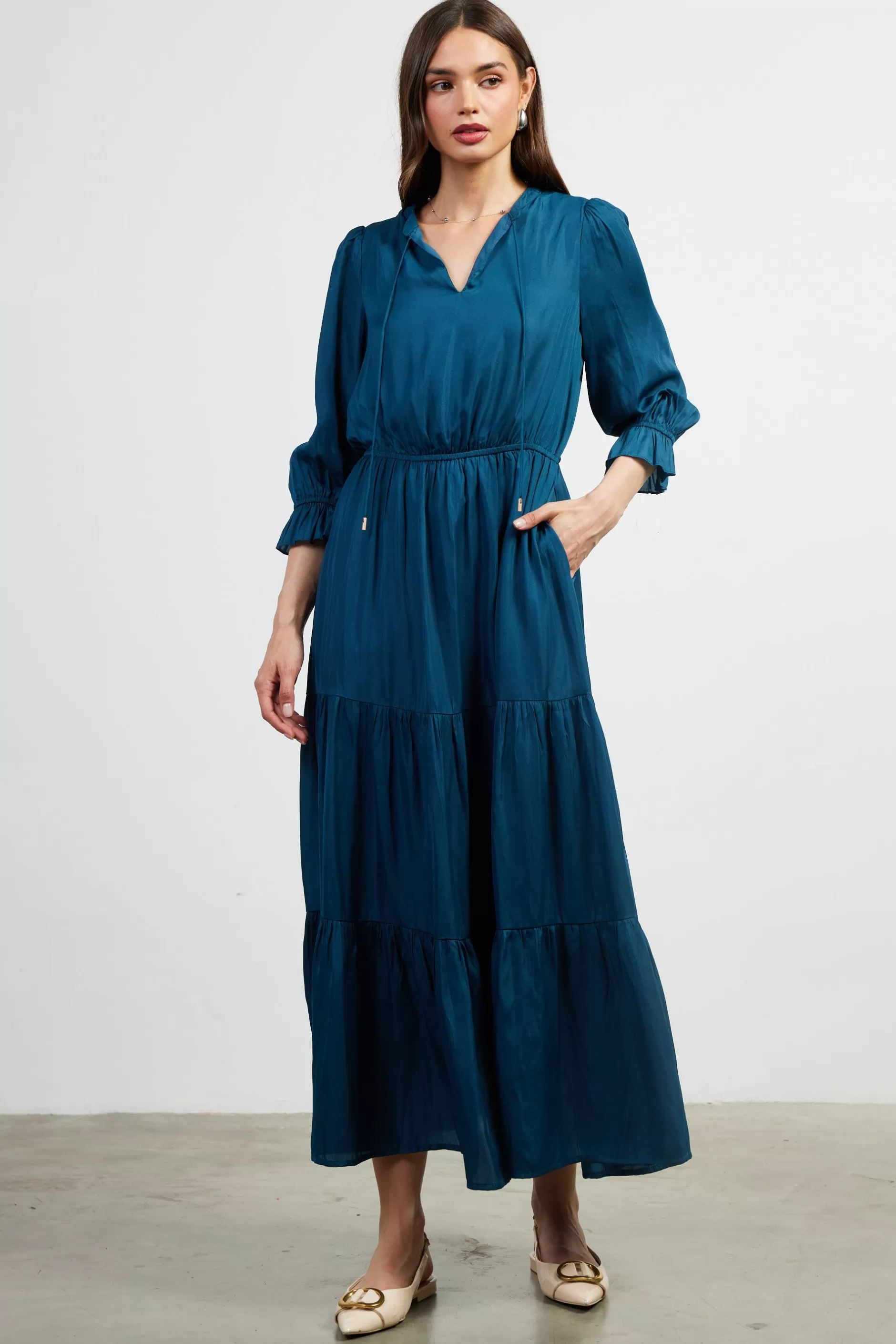 SKIES ARE BLUE Emery Ruffle Tiered Maxi Dress