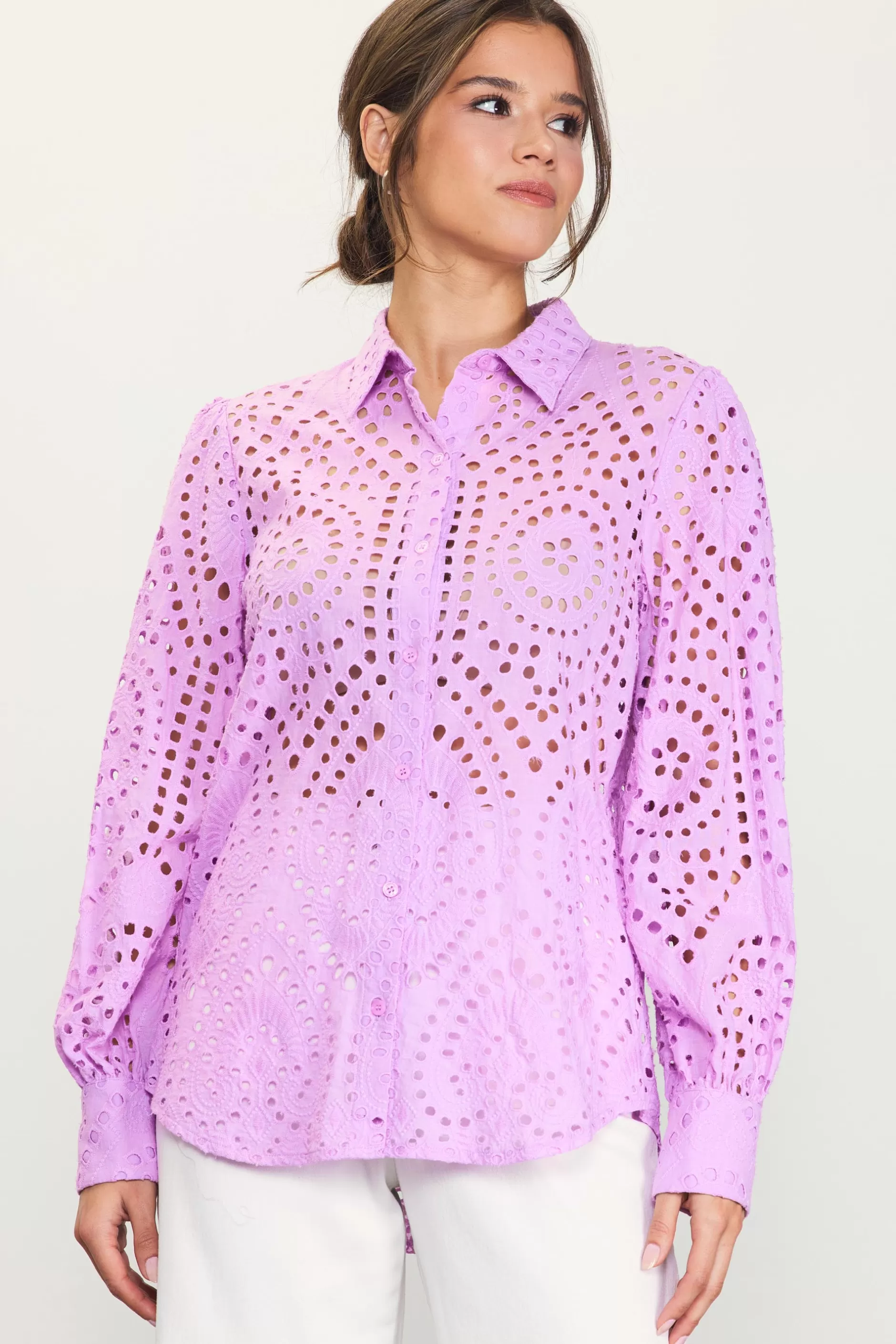 SKIES ARE BLUE Eyelet Buttondown Shirt