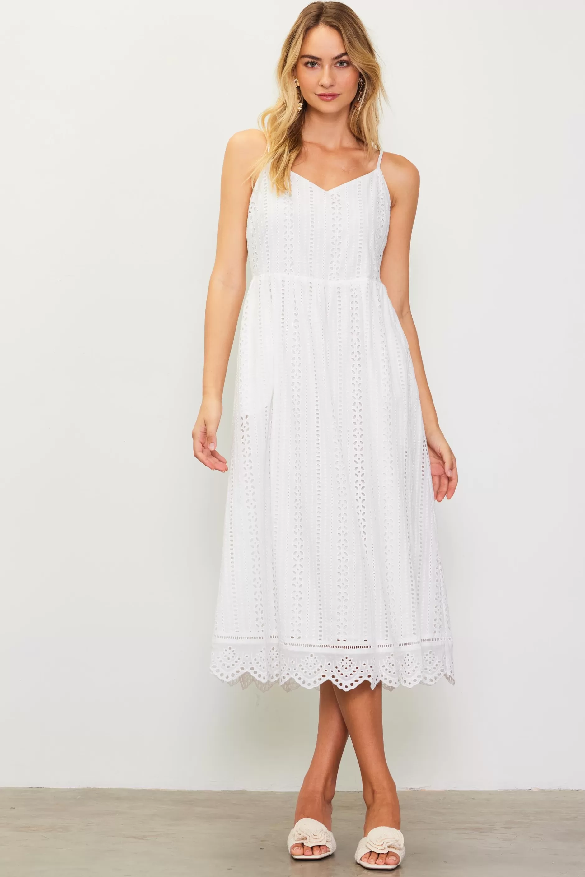 SKIES ARE BLUE Eyelet Lace Midi Dress