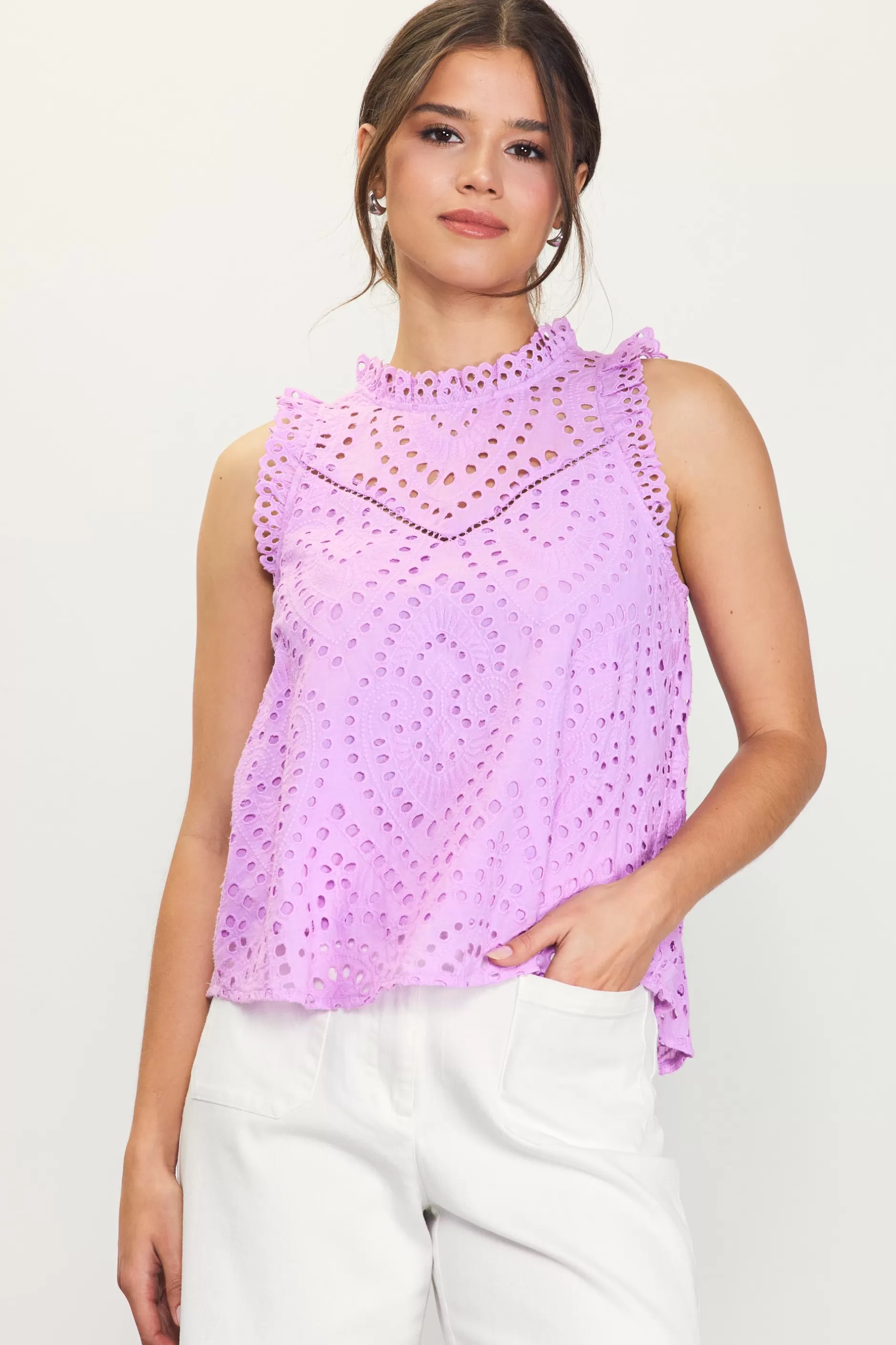 SKIES ARE BLUE Eyelet Lace Top