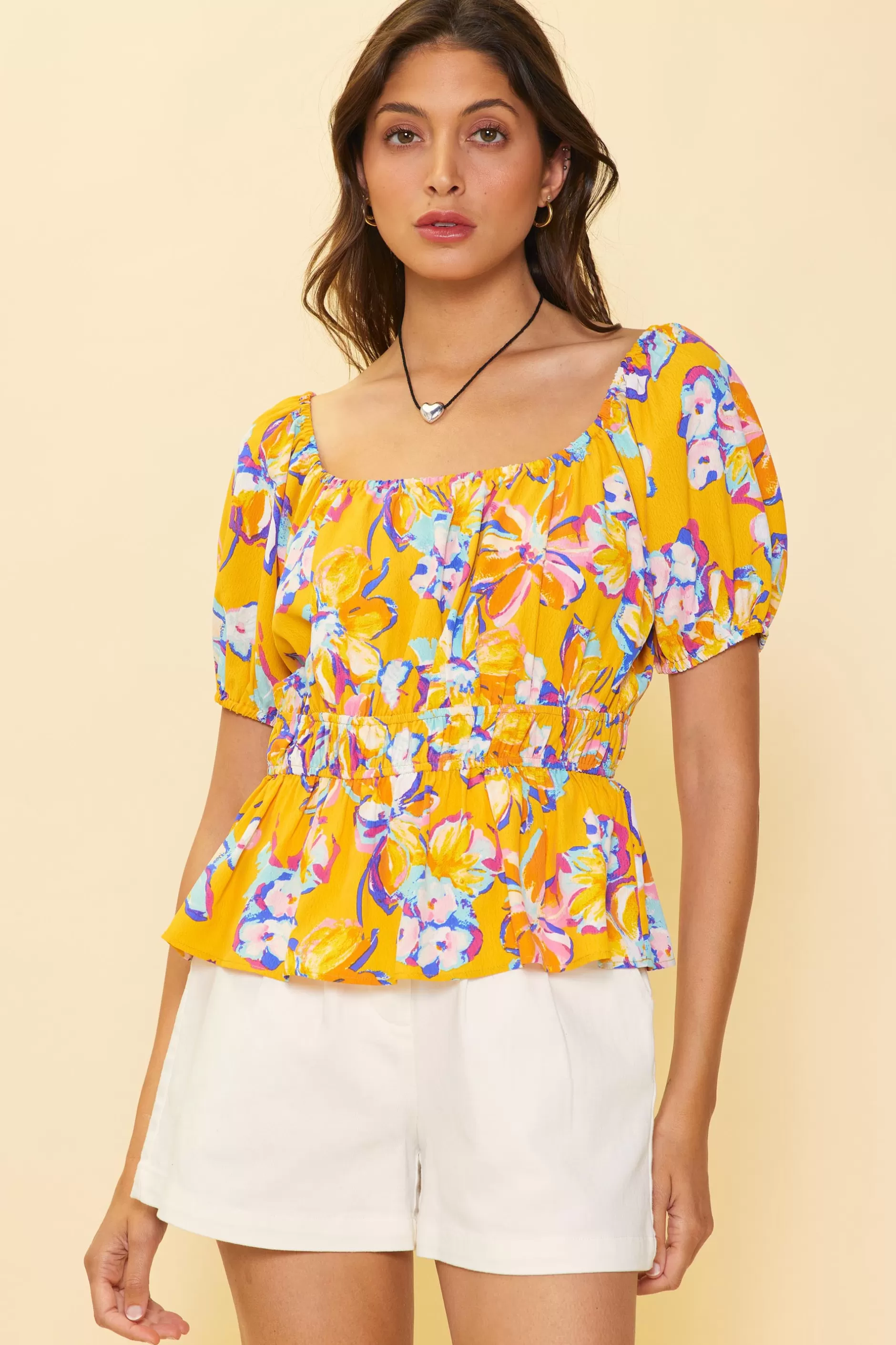 SKIES ARE BLUE Floral Print Peplum Top