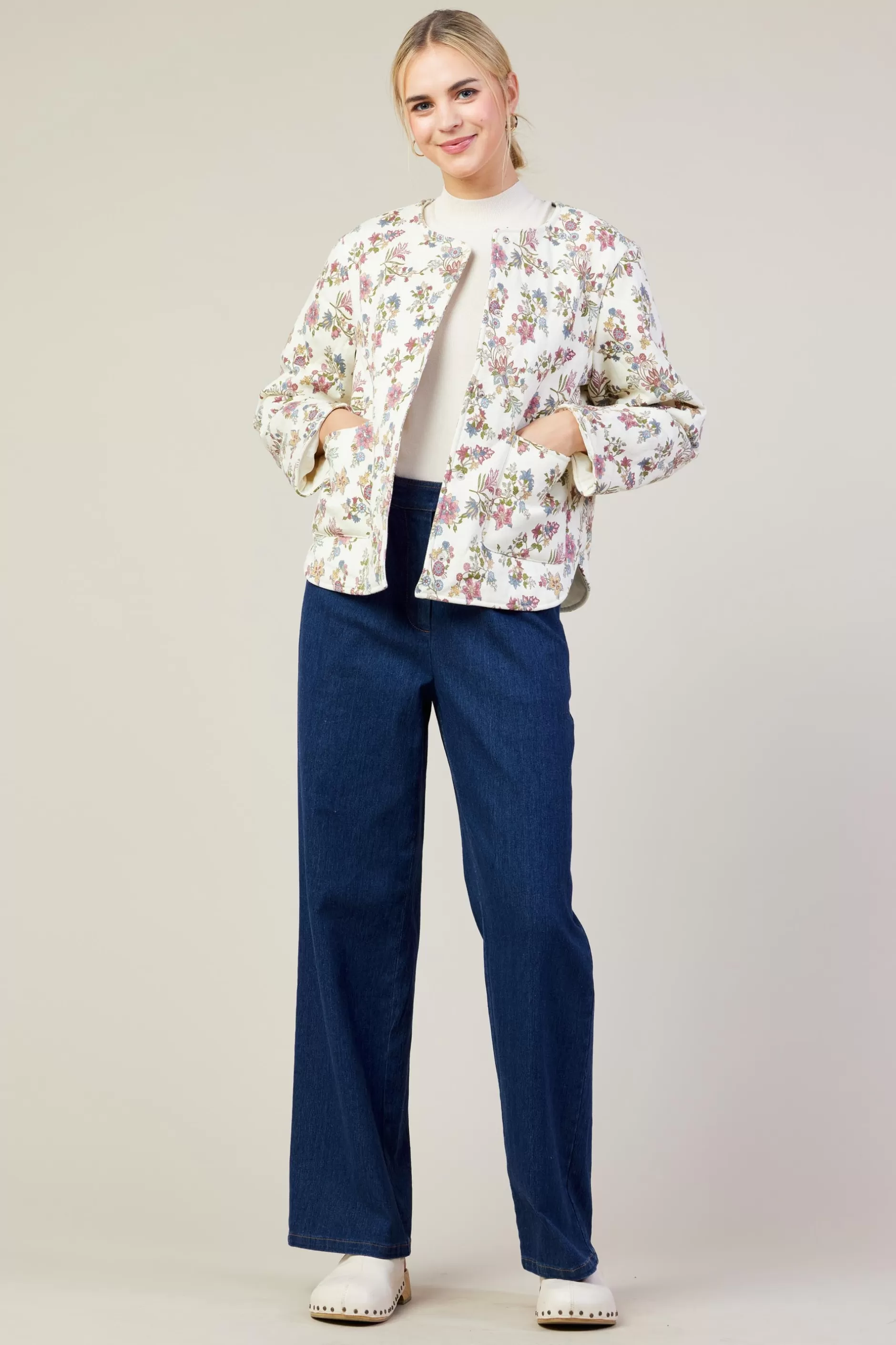 SKIES ARE BLUE Floral Print Quilted Jacket