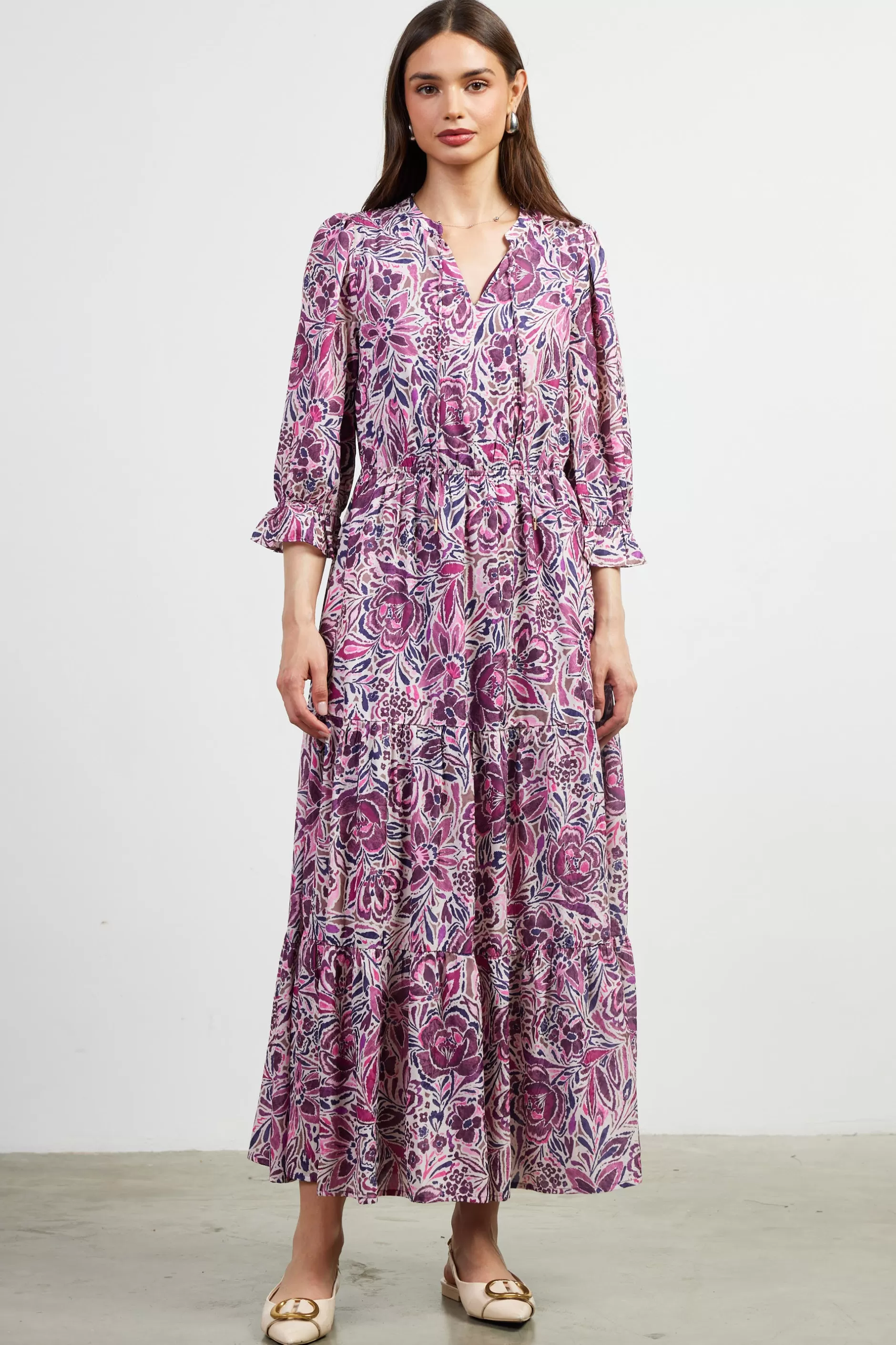 SKIES ARE BLUE Jacquard Floral Motif Maxi Dress