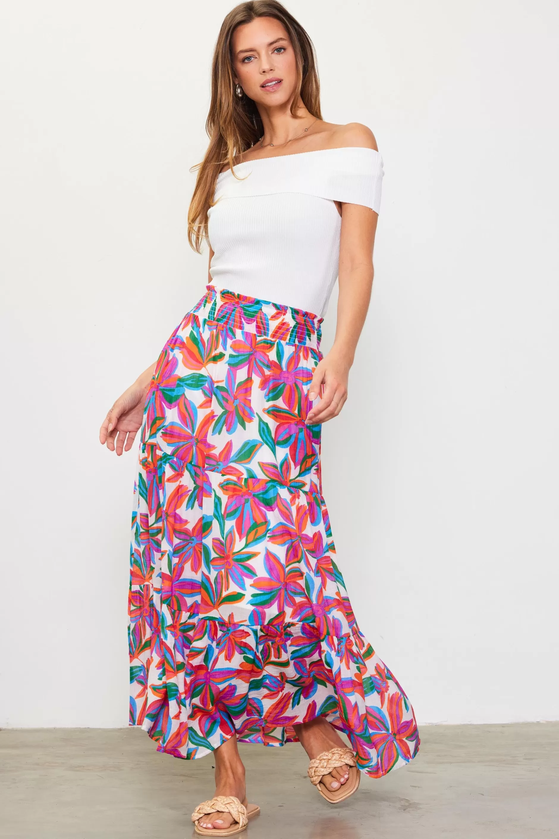 SKIES ARE BLUE Juliette Floral Print Midi Skirt