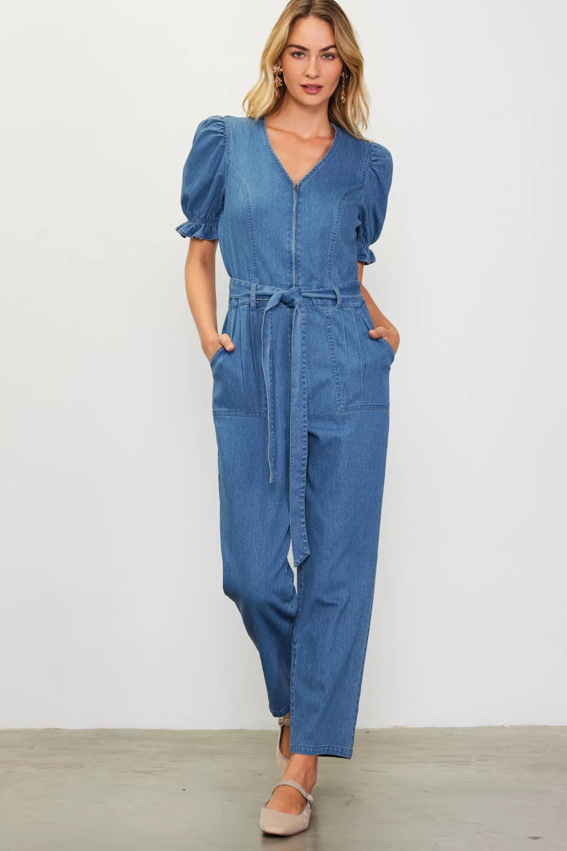 SKIES ARE BLUE Light Washed Jumpsuit