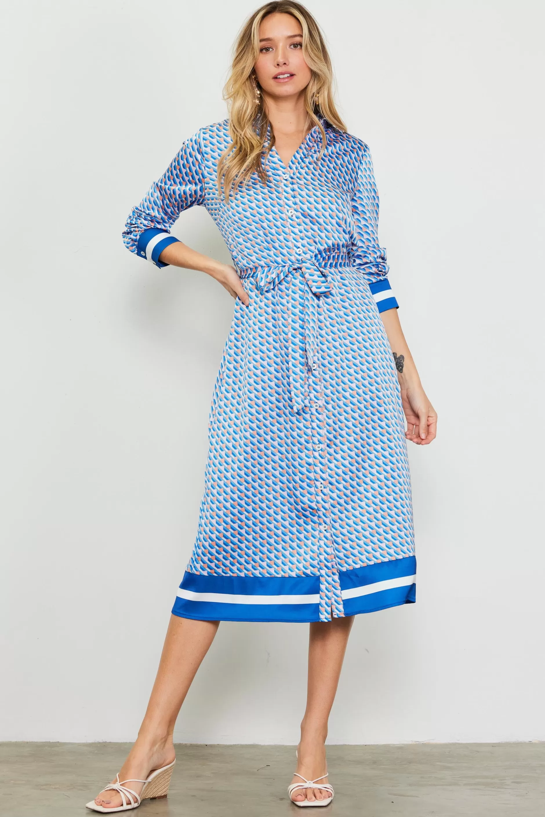 SKIES ARE BLUE Livia Bandana Print Shirt Dress