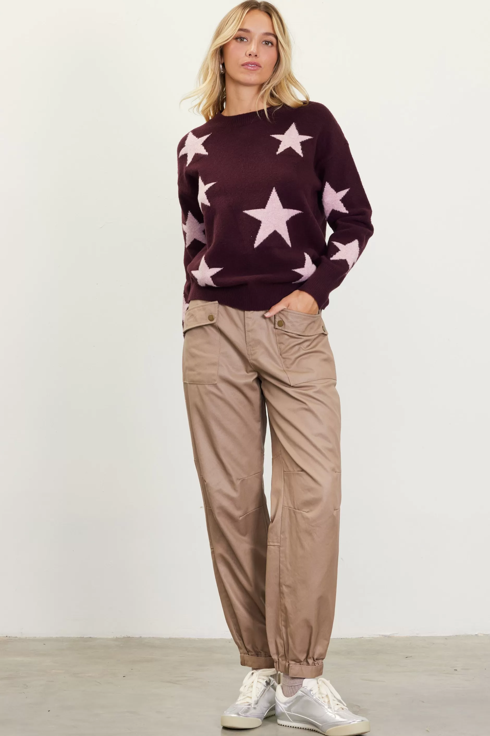 SKIES ARE BLUE Lurex Star Print Sweater