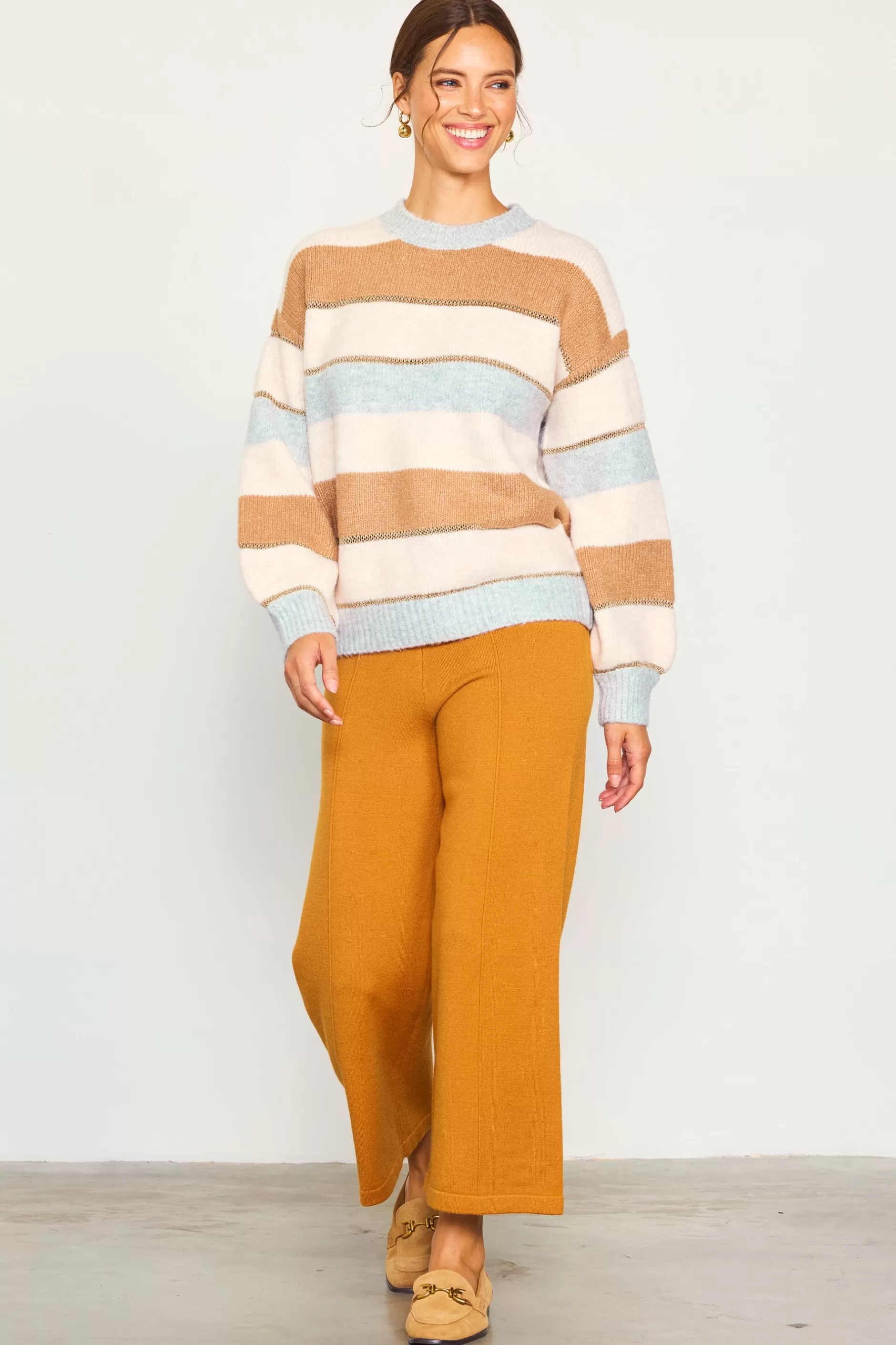 SKIES ARE BLUE Lurex Stripe Oversized Sweater