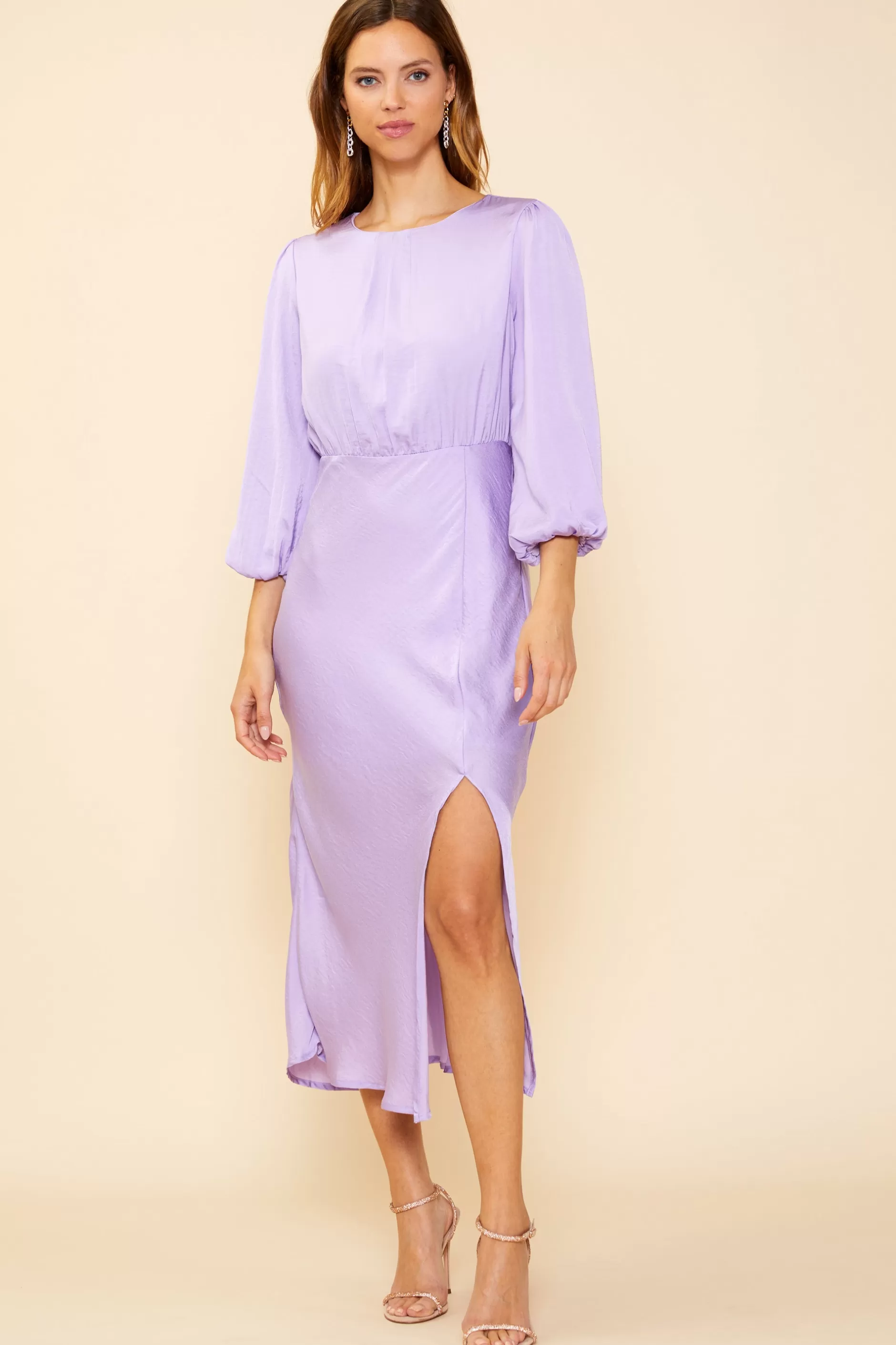 SKIES ARE BLUE Mariela Front Slit Midi Dress