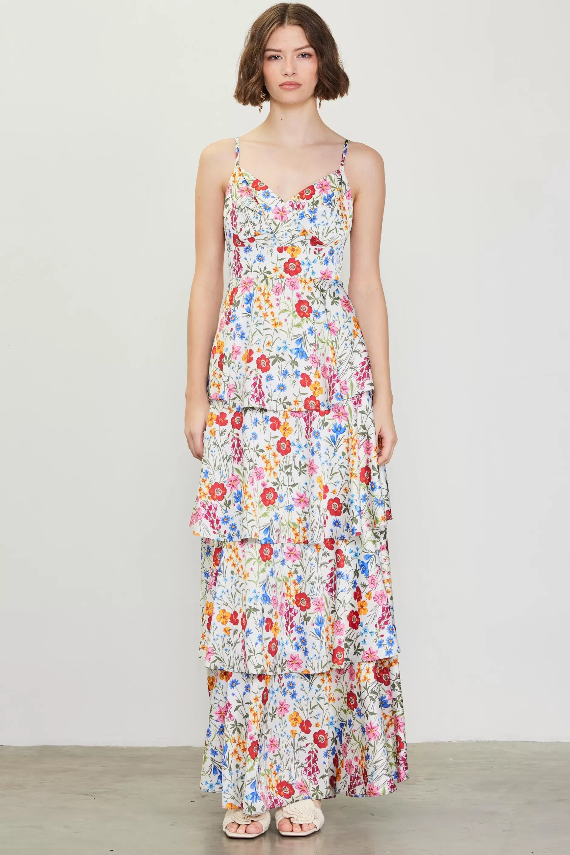 SKIES ARE BLUE Natalia Floral Tiered Maxi Dress