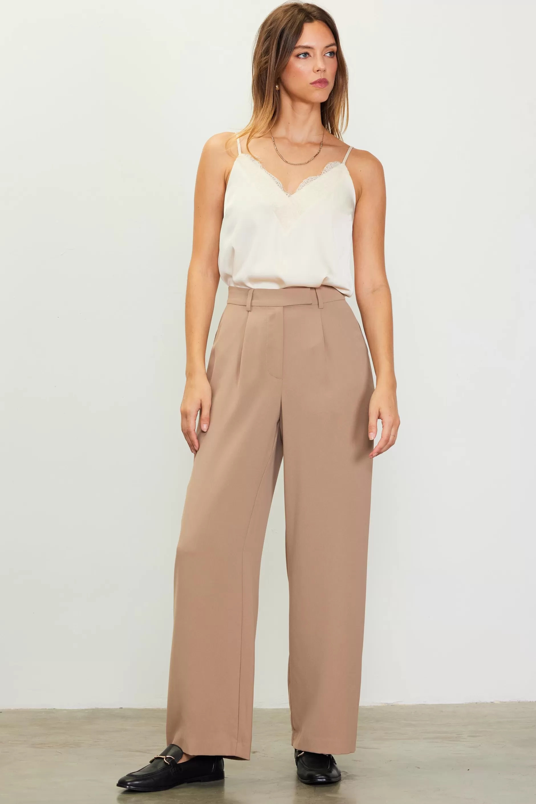 SKIES ARE BLUE Pintuck Wide Leg Trousers