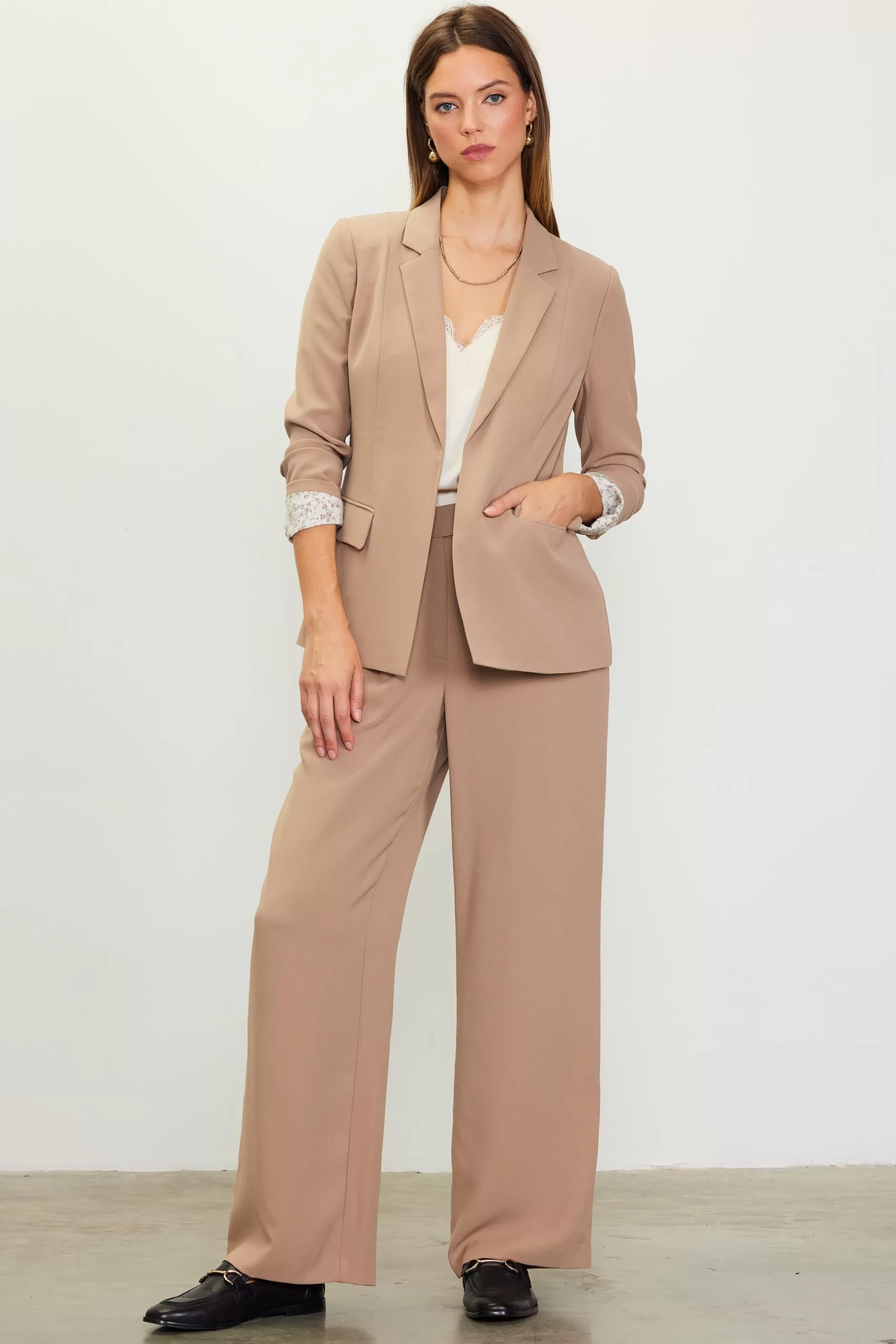 SKIES ARE BLUE Pintuck Wide Leg Trousers