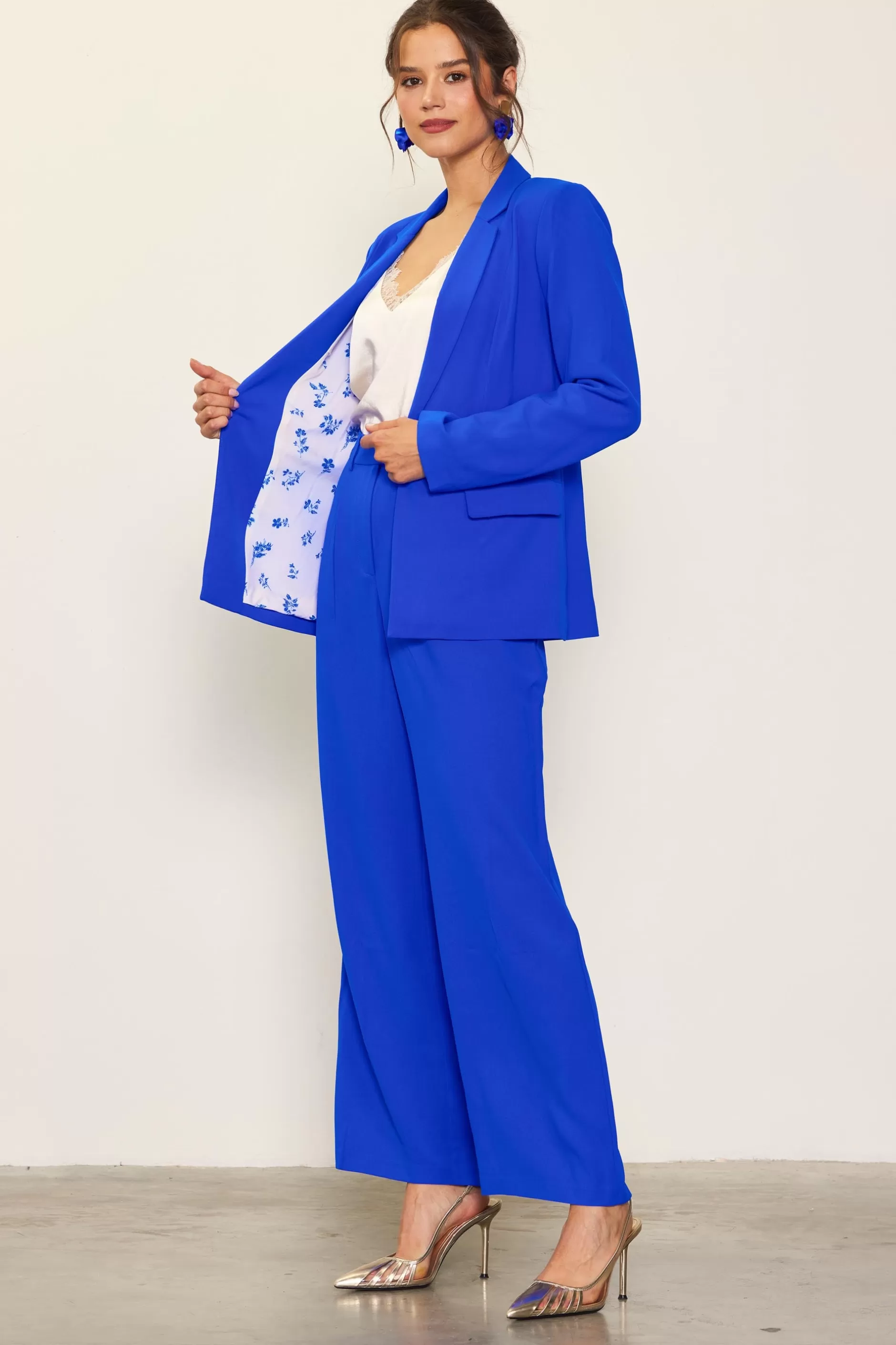 SKIES ARE BLUE Pintuck Wide Leg Trousers