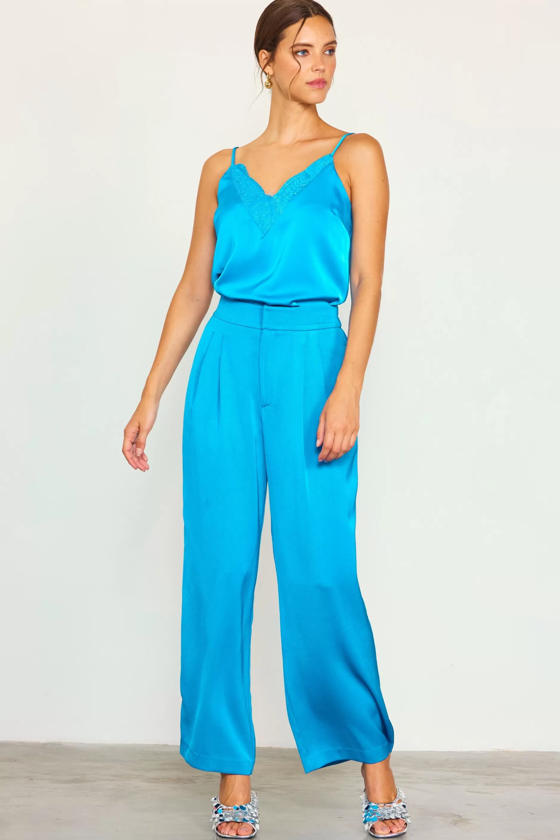 SKIES ARE BLUE Pleat Wide Leg Trousers