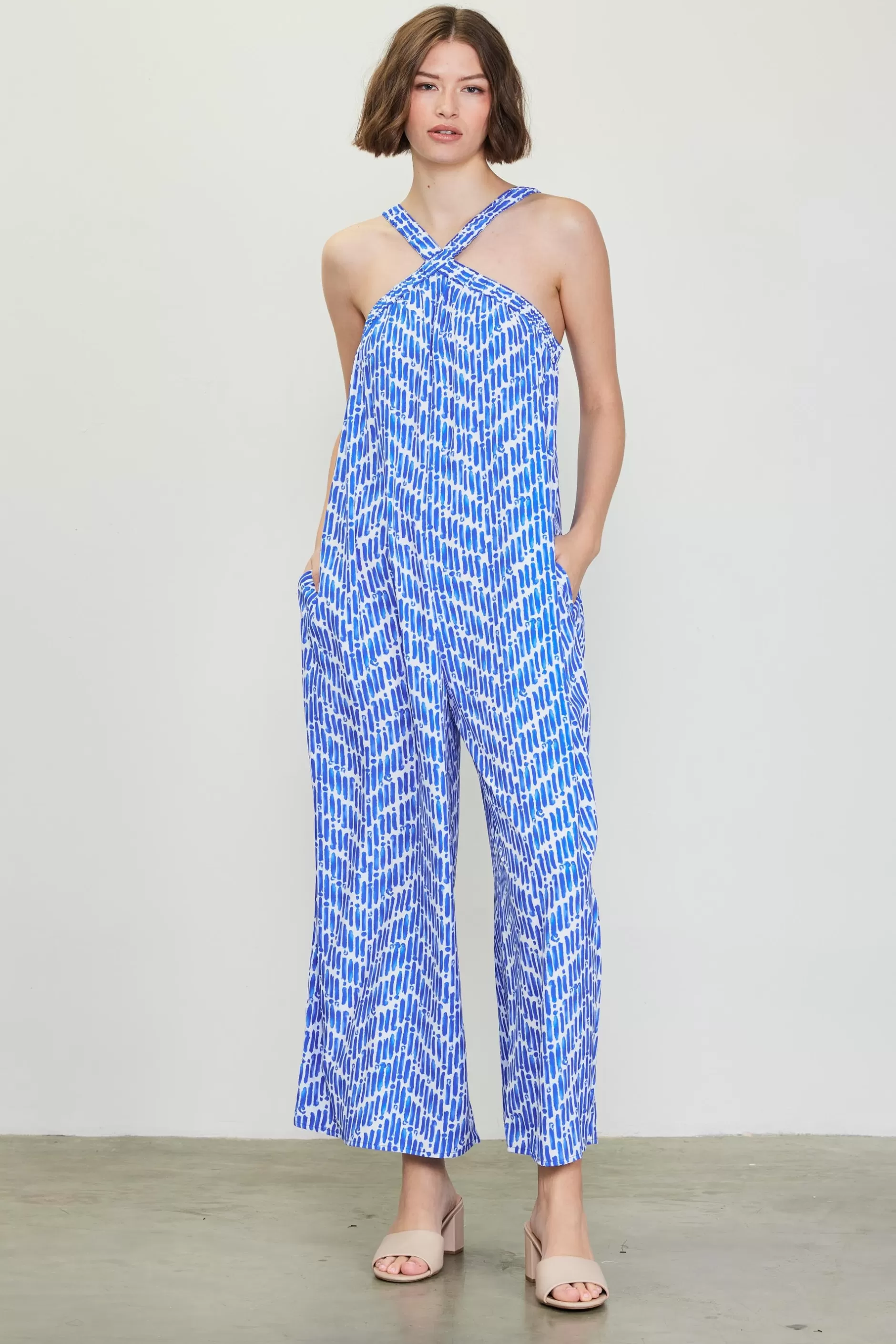 SKIES ARE BLUE Printed Halter Jumpsuit