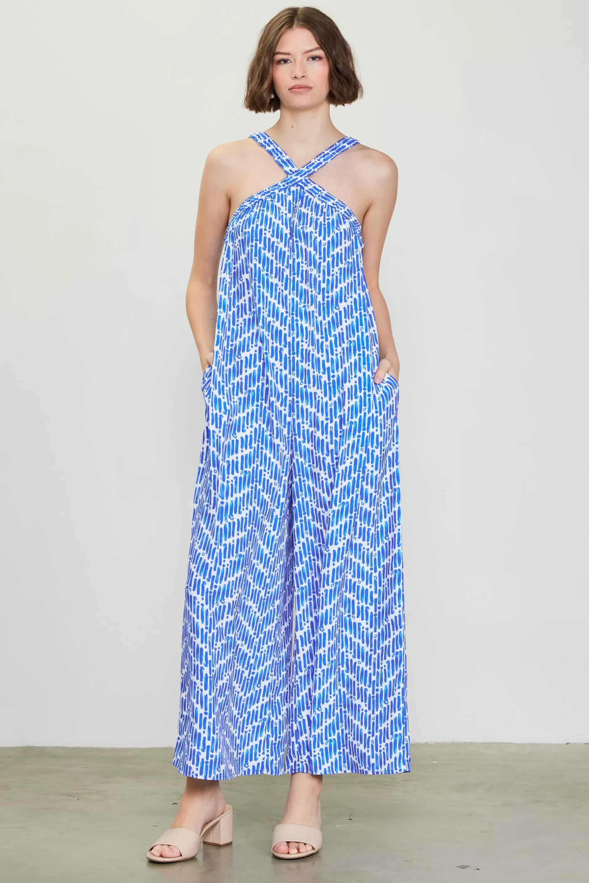 SKIES ARE BLUE Printed Halter Jumpsuit