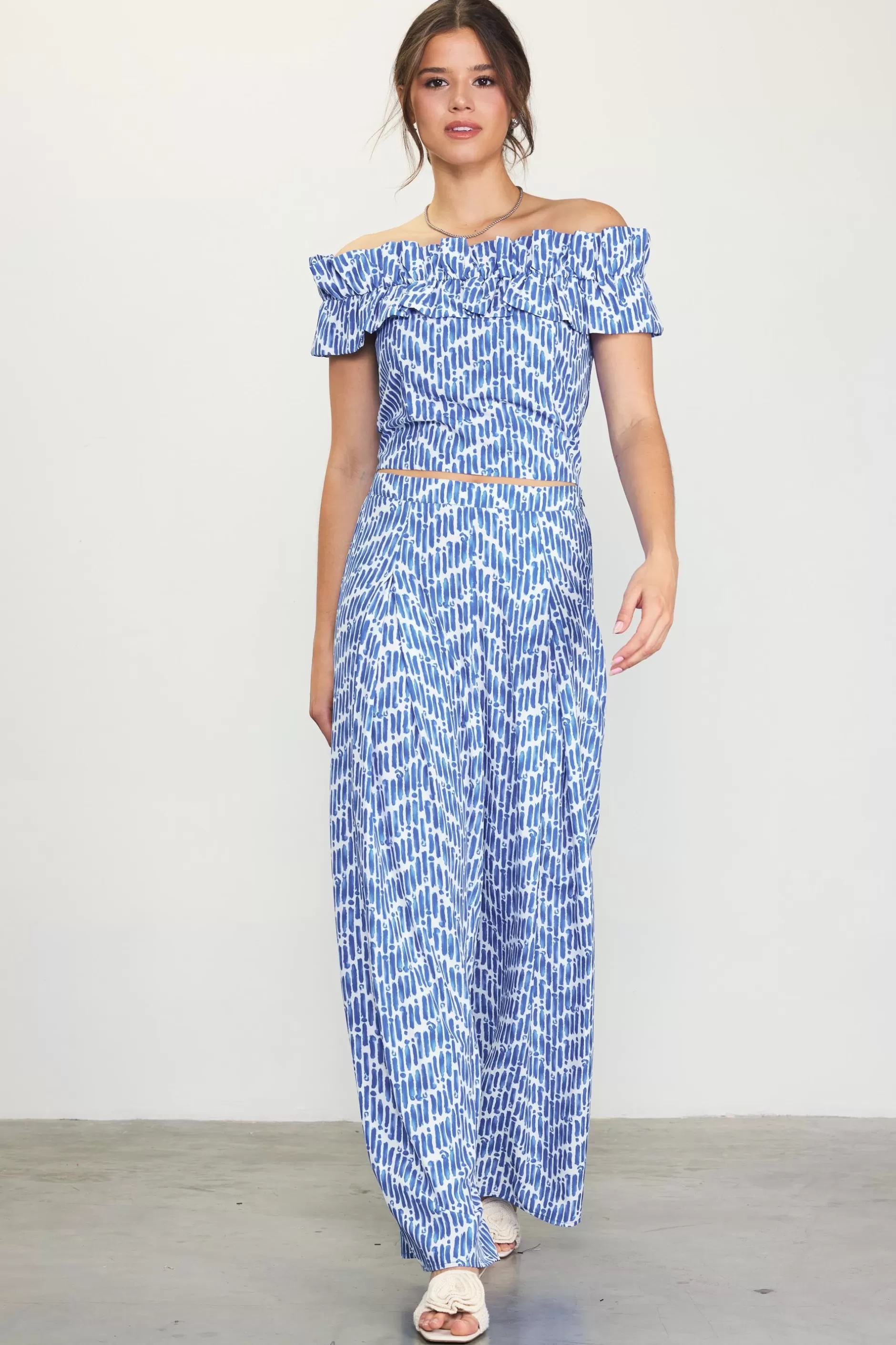 SKIES ARE BLUE Printed Wide-Leg Pants