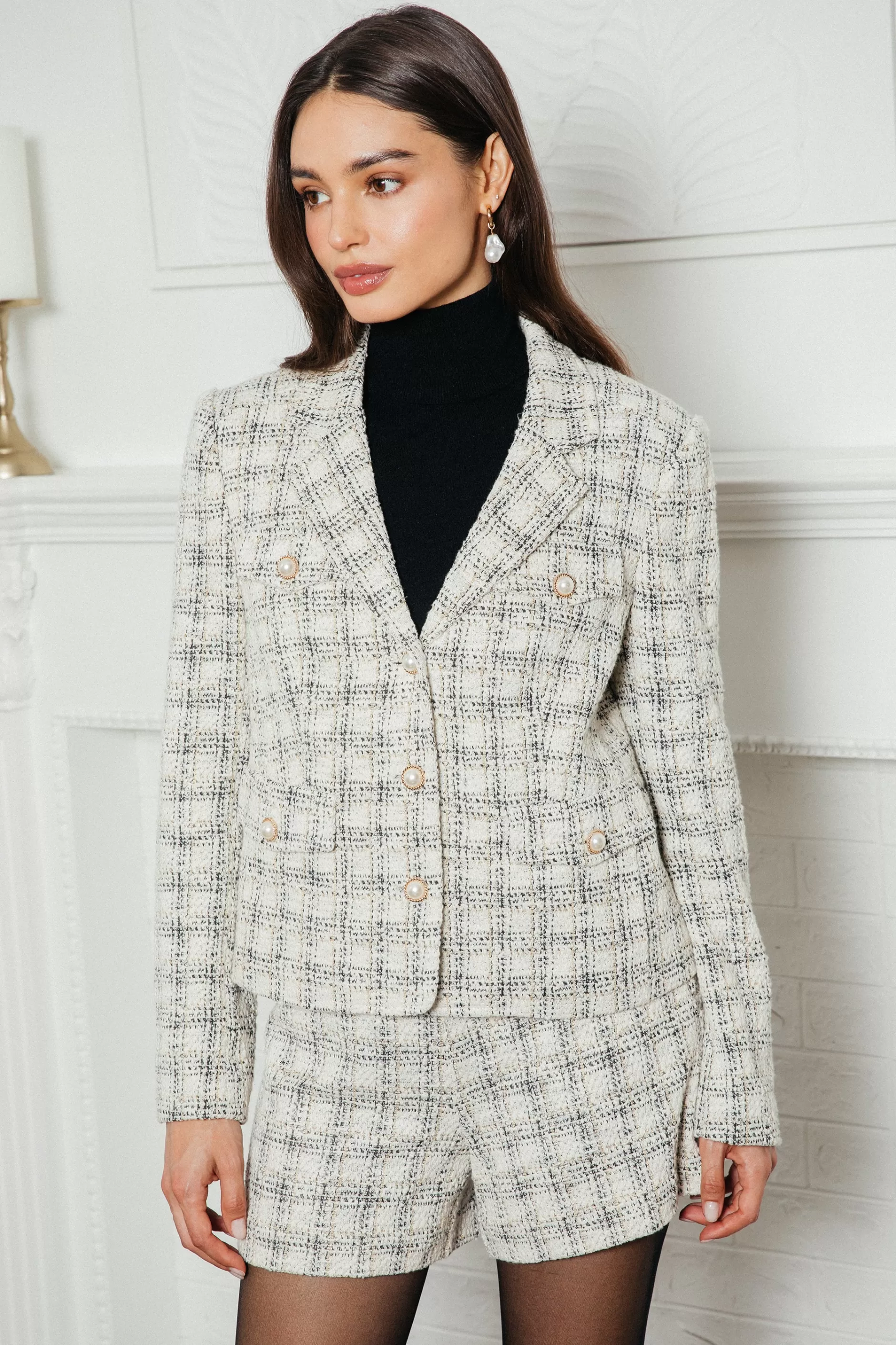 SKIES ARE BLUE Raina Plaid Tweed Jacket