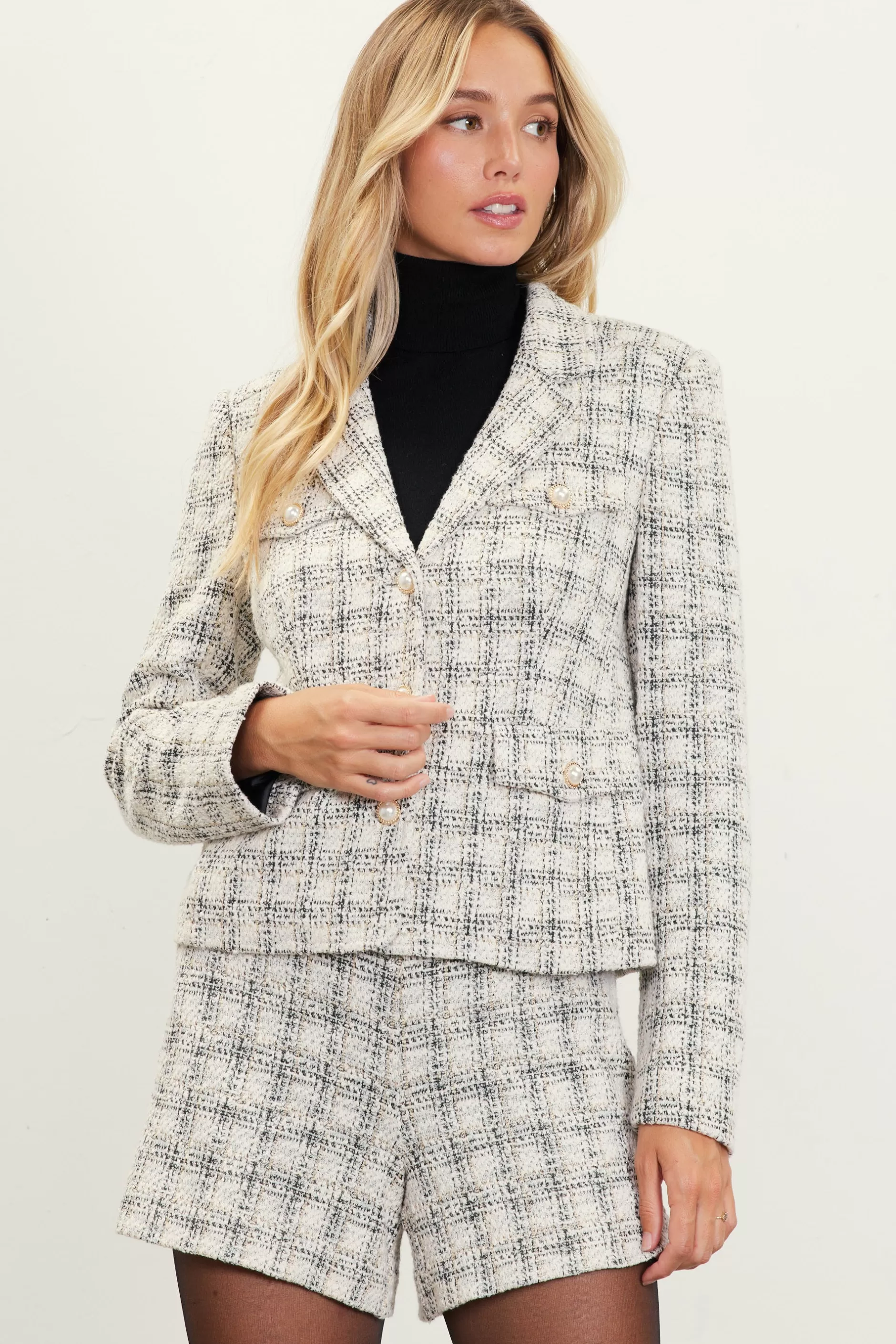 SKIES ARE BLUE Raina Plaid Tweed Jacket