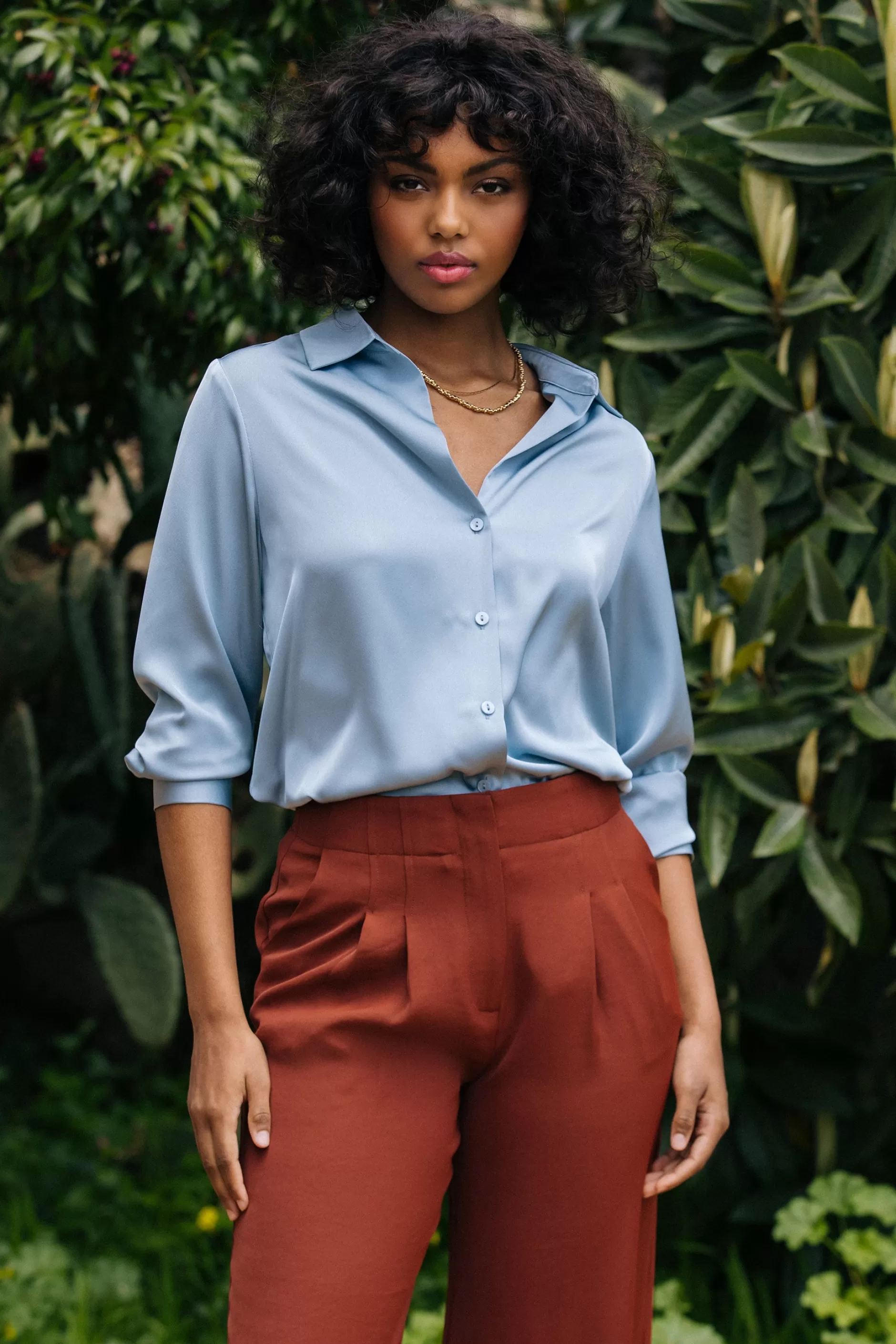 SKIES ARE BLUE Recycled Button Down Top