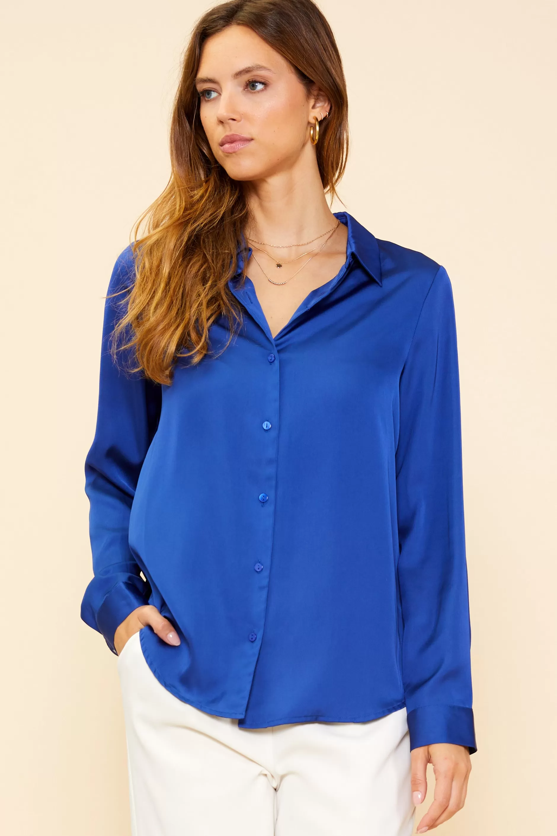 SKIES ARE BLUE Recycled Classic Button Down Top