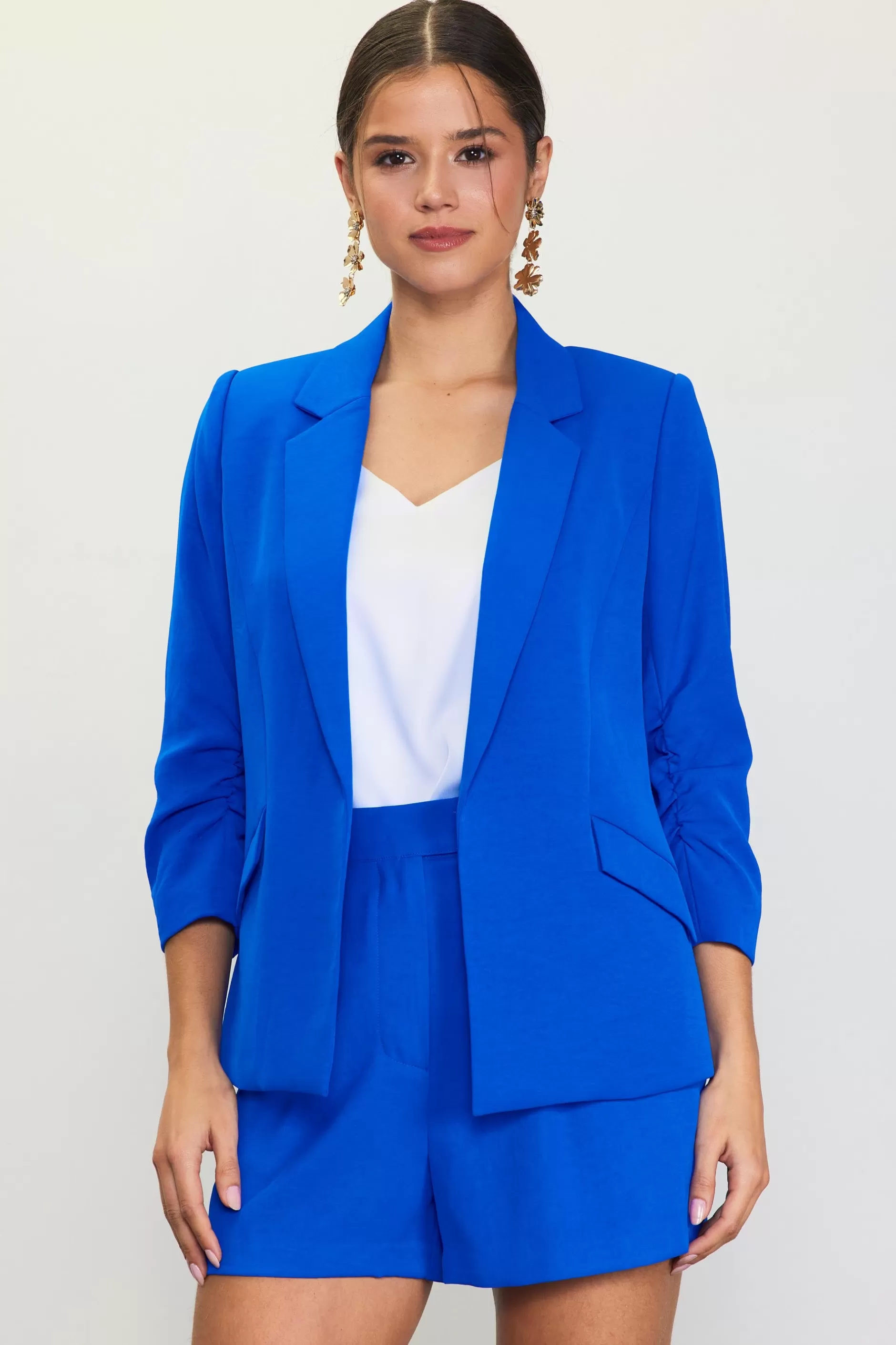 SKIES ARE BLUE Recycled Shirred Sleeve Blazer