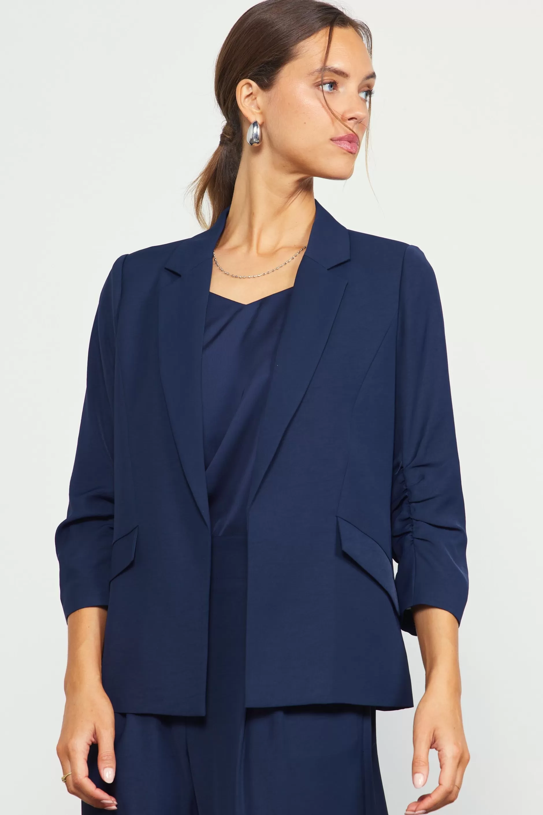 SKIES ARE BLUE Recycled Shirred Sleeve Blazer