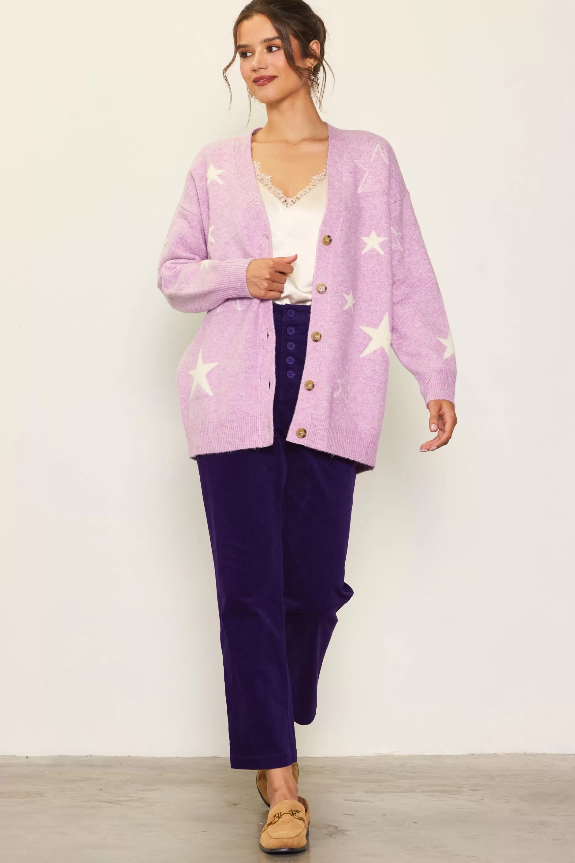 SKIES ARE BLUE Recycled Star Motif Sweater Cardigan