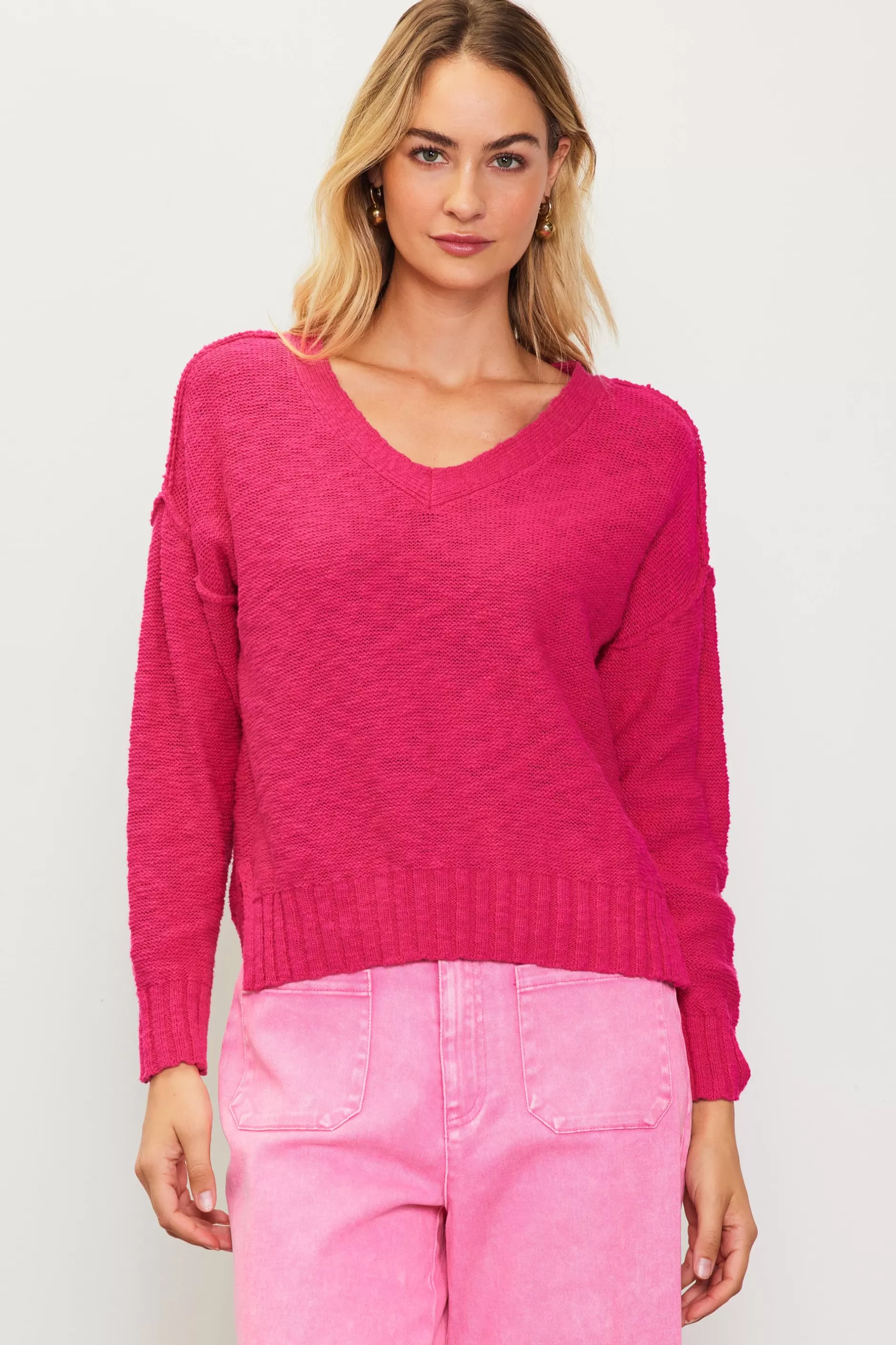 SKIES ARE BLUE Relaxed V Neck Sweater