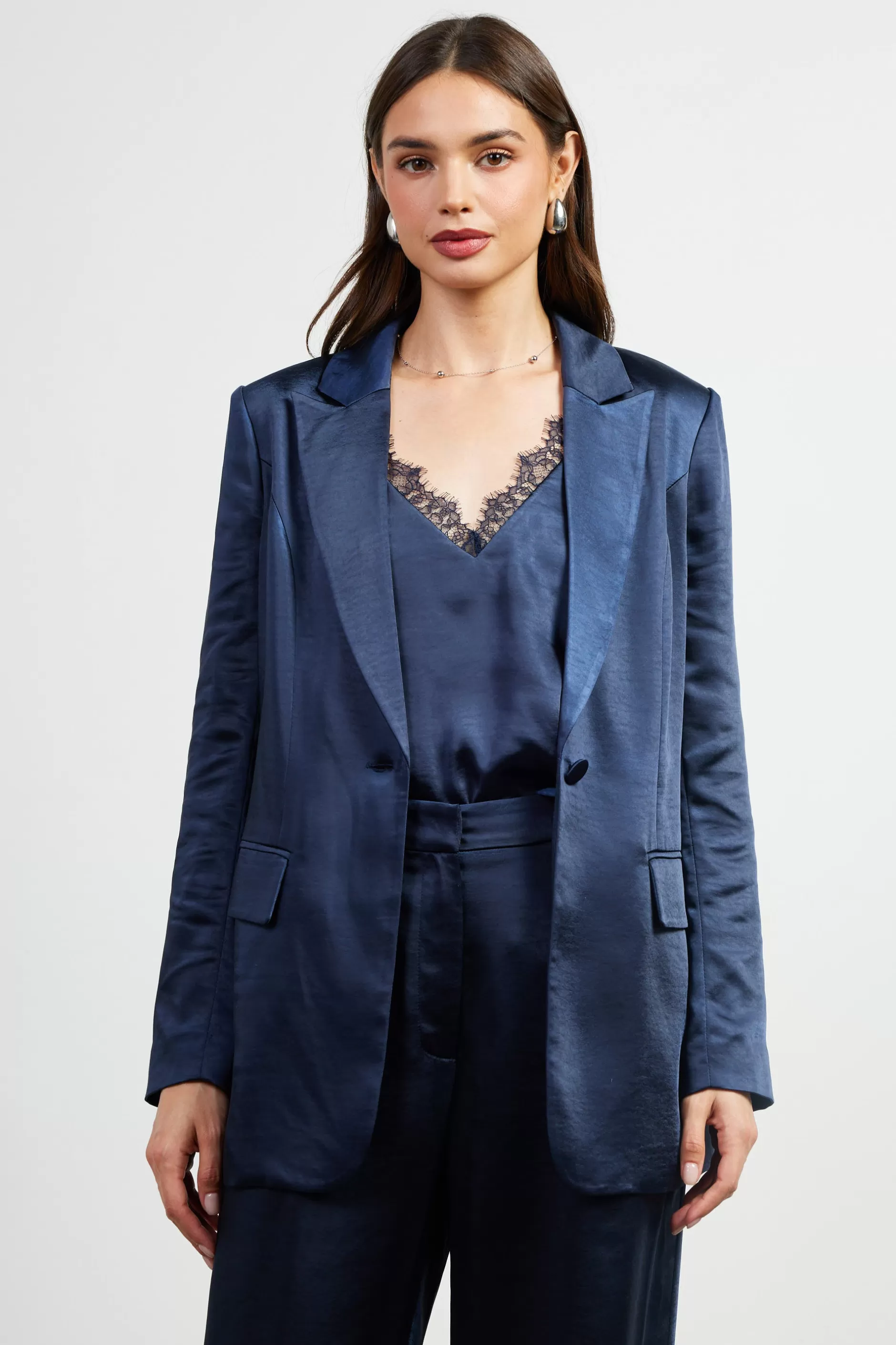 SKIES ARE BLUE Satin Tailored Blazer