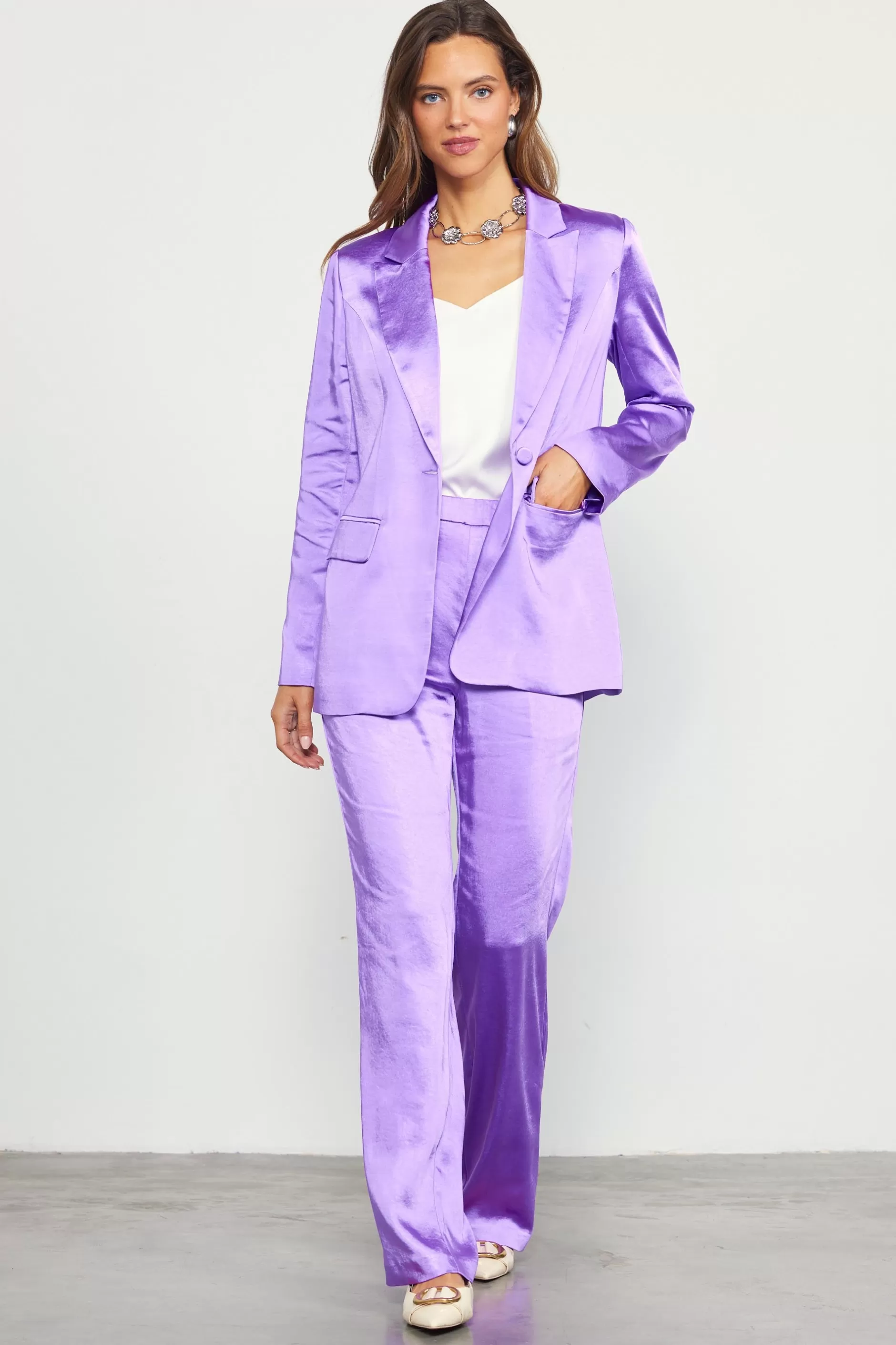 SKIES ARE BLUE Satin Tailored Blazer