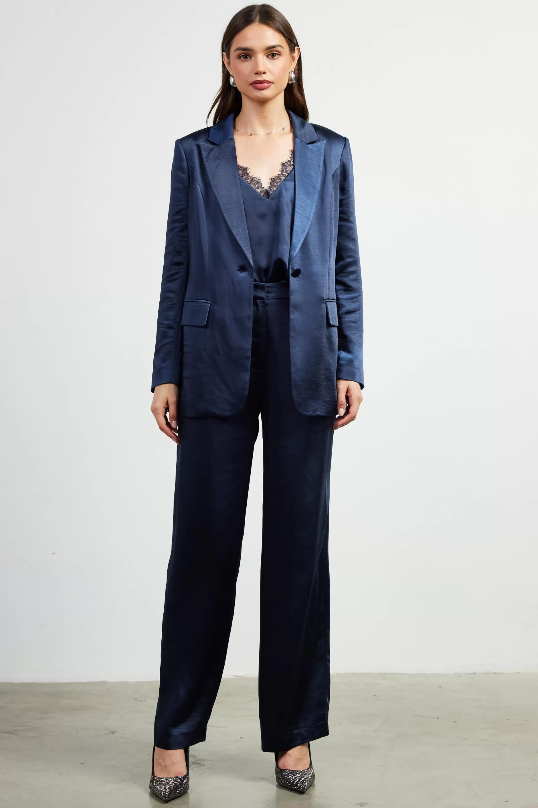 SKIES ARE BLUE Satin Tailored Blazer