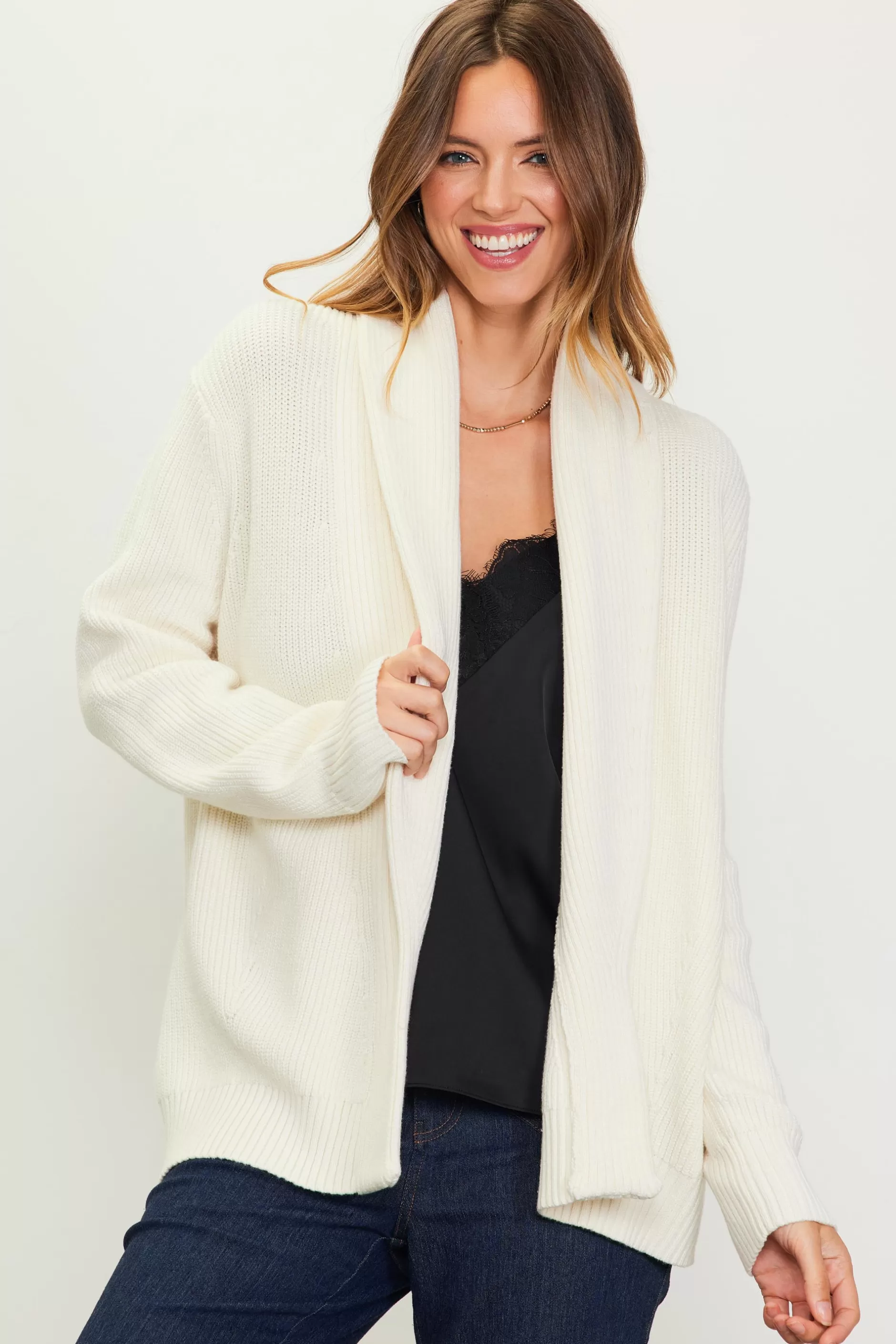 SKIES ARE BLUE Shawl Collar Sweater Cardigan