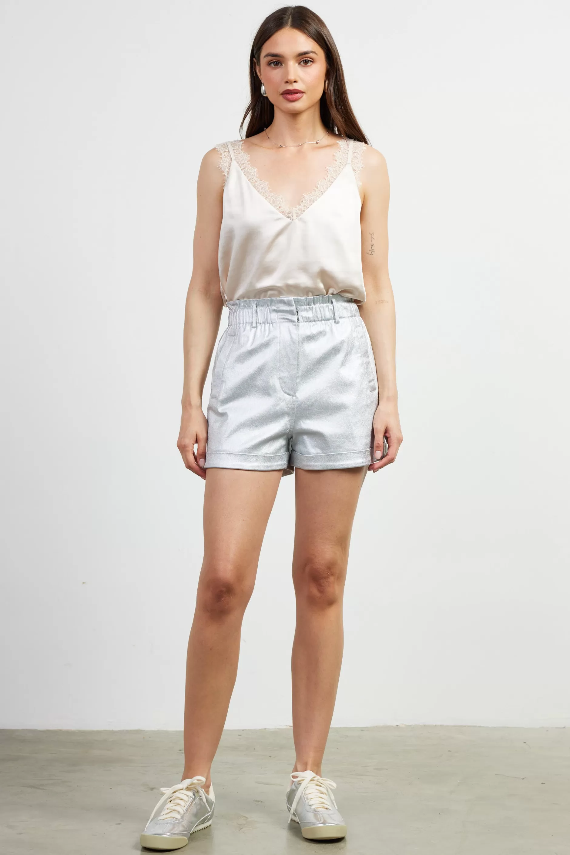 SKIES ARE BLUE Shimmery Paperbag Shorts