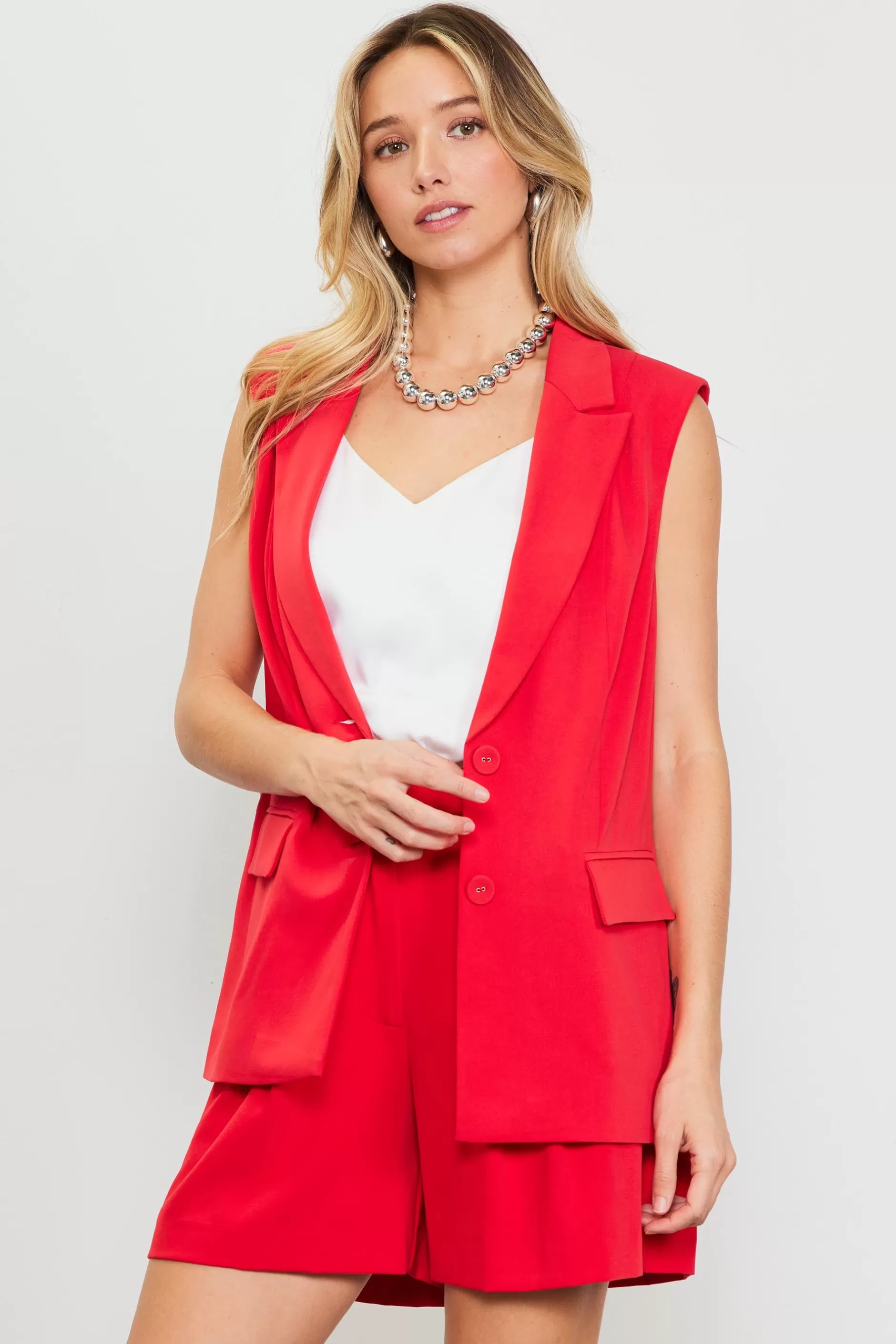 SKIES ARE BLUE Sleeveless Tailo Blazer